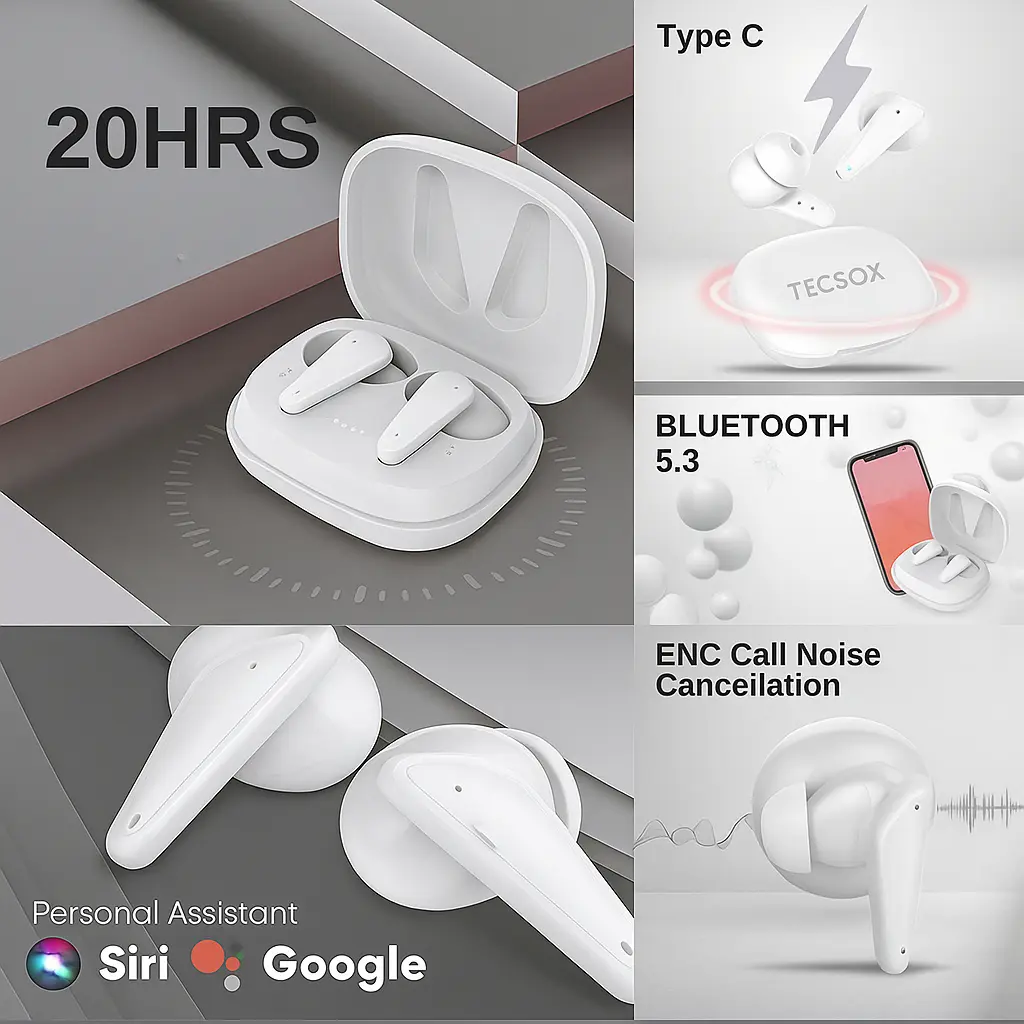 TecSox Pulse Bluetooth Earbuds (20 Hour Battery Life) - Image 6