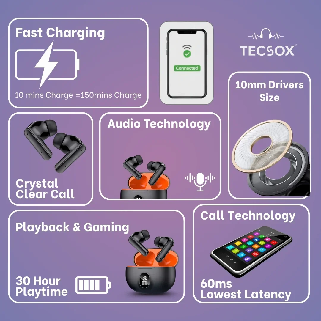 Order TecSox Pulse411 Bluetooth Earbuds | Deep Bass - Image 11