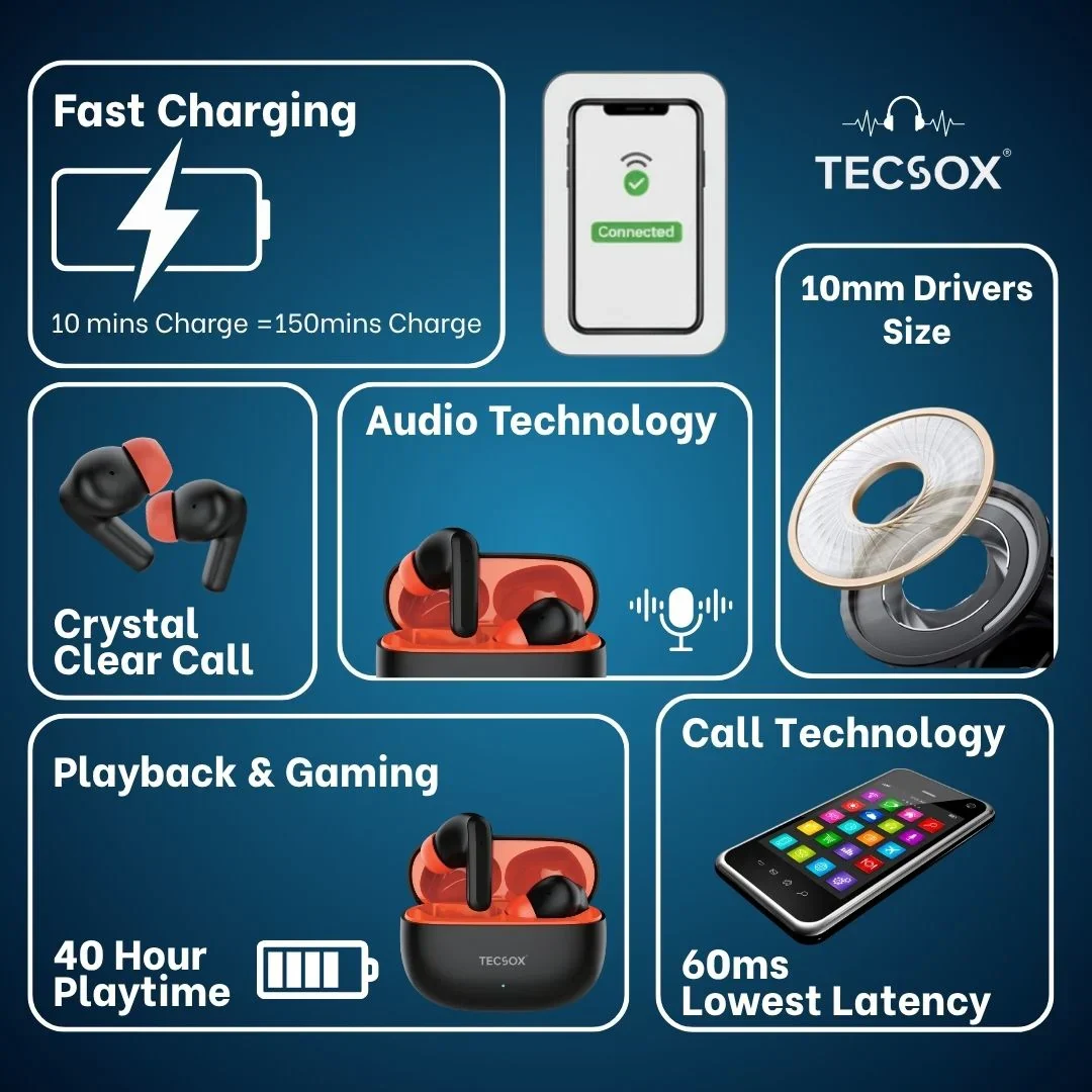 Order TecSox Wave Bluetooth Earbuds | Deep Bass - Image 23