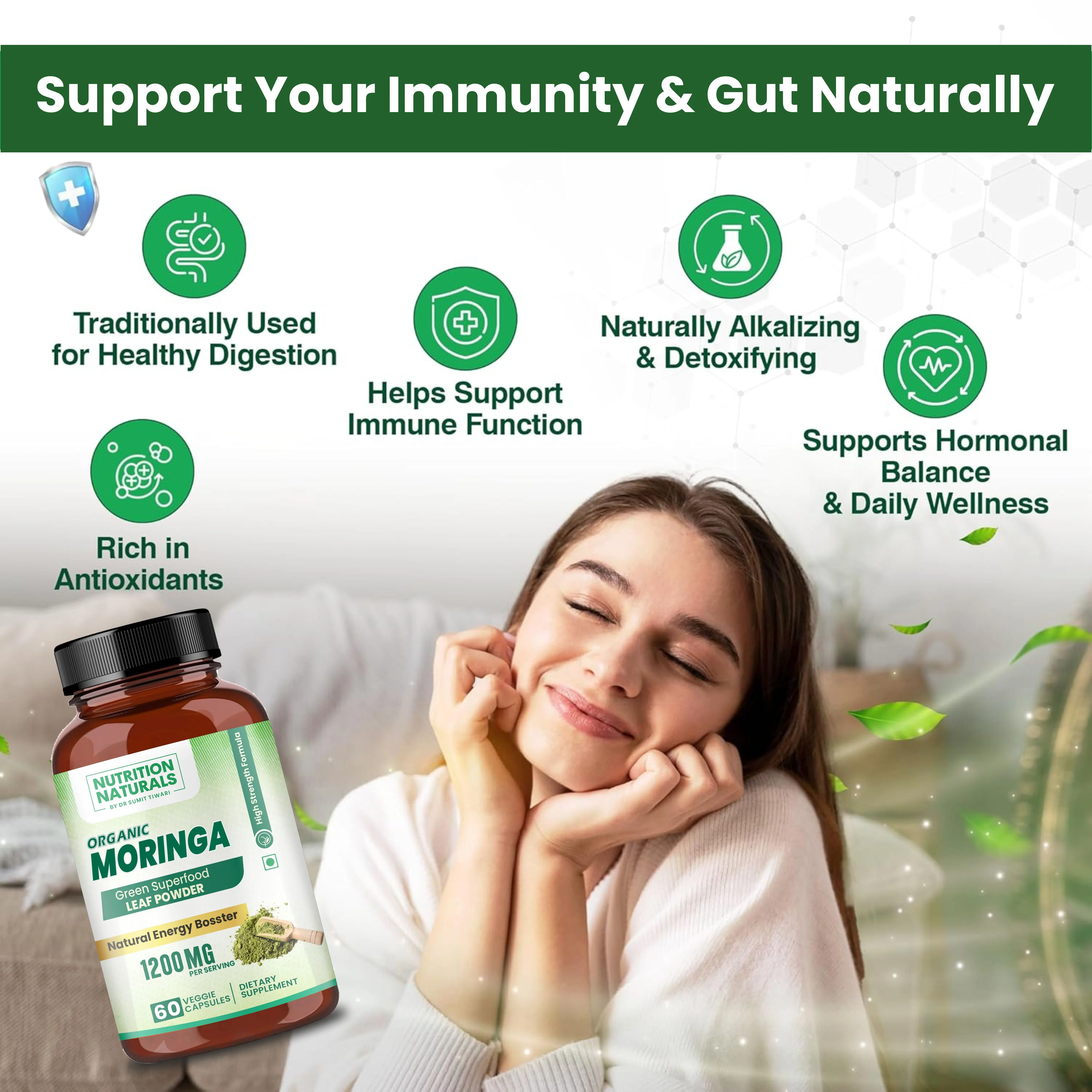 Organic Moringa Superfood 1200mg (60 capsules) - Image 2