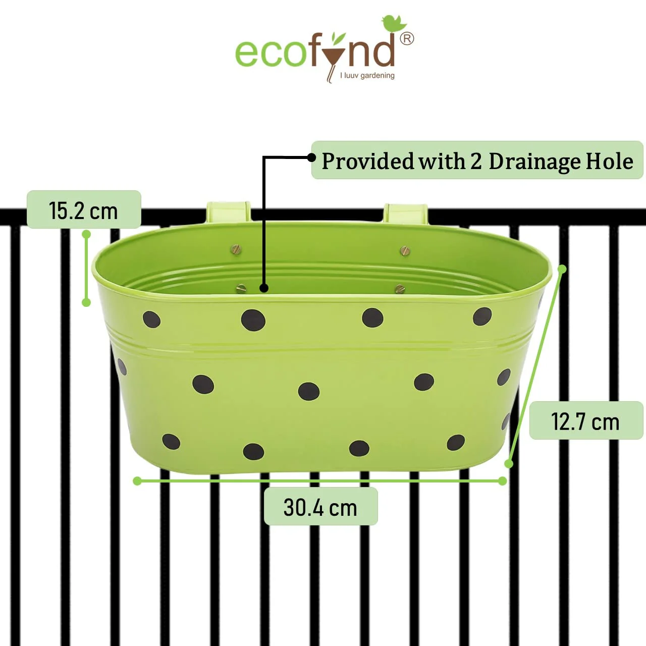 Oval Polka Dot Balcony Railing Planter - Image 2