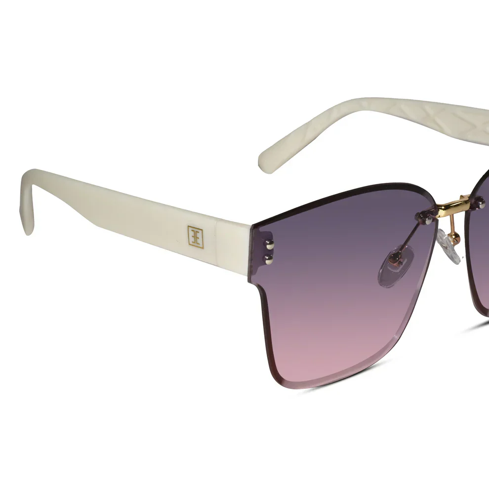 Oversize Brown Rimless Sunglasses For Women - Image 5