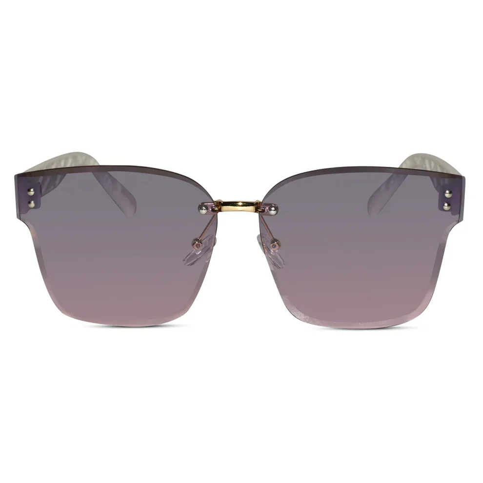 Oversize Brown Rimless Sunglasses For Women - Image 6