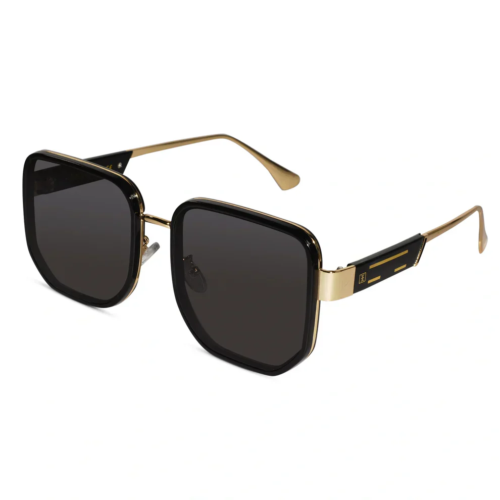 Oversize Brown with Golden Square Sunglasses For Women - Image 7