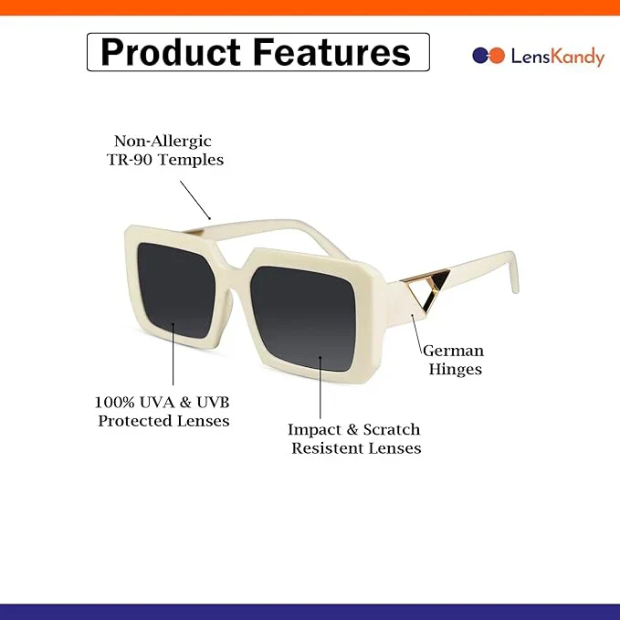 Oversize Crystal Square Sunglasses For Women - Image 7