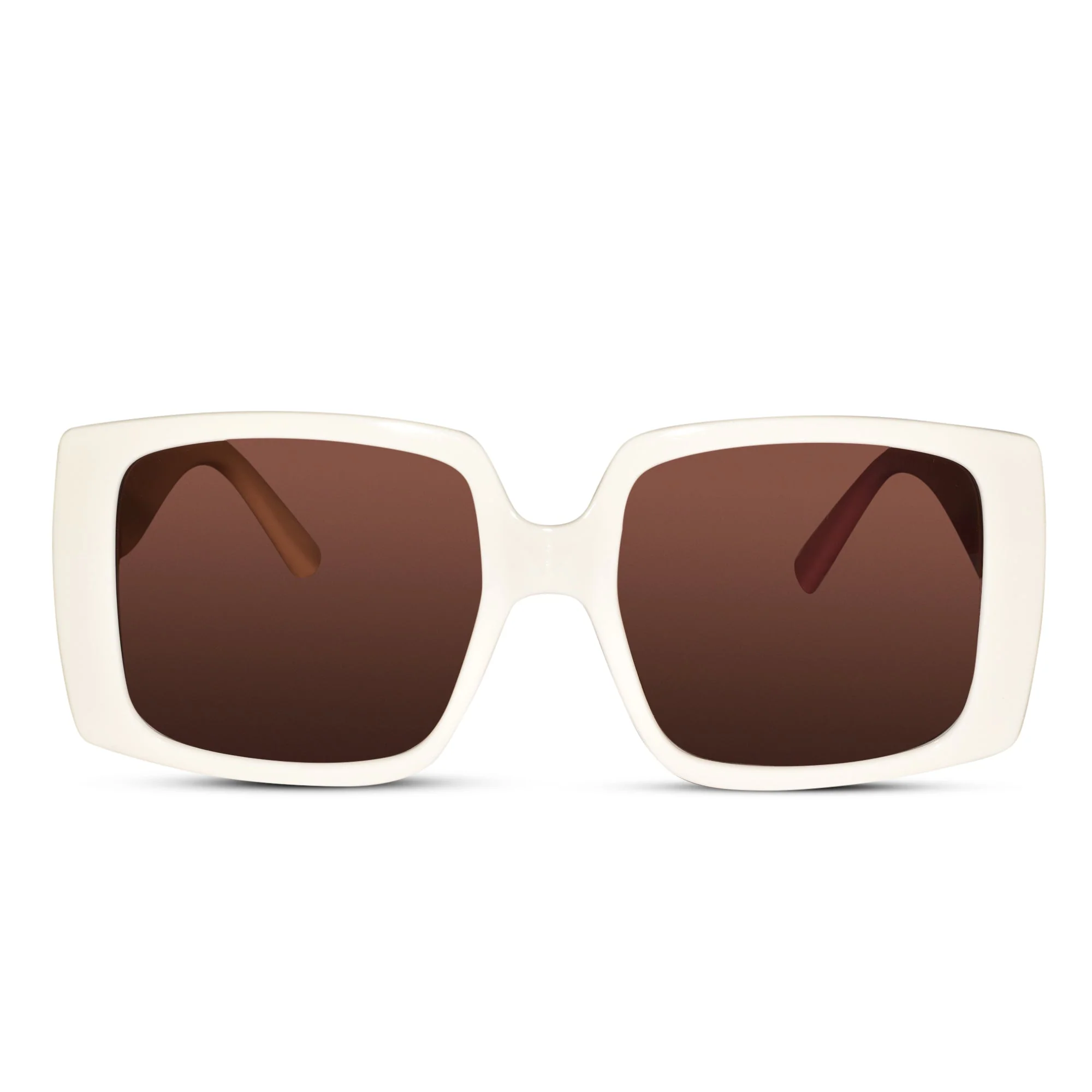 Oversize Square Dual Tone White Sunglasses - Image 3