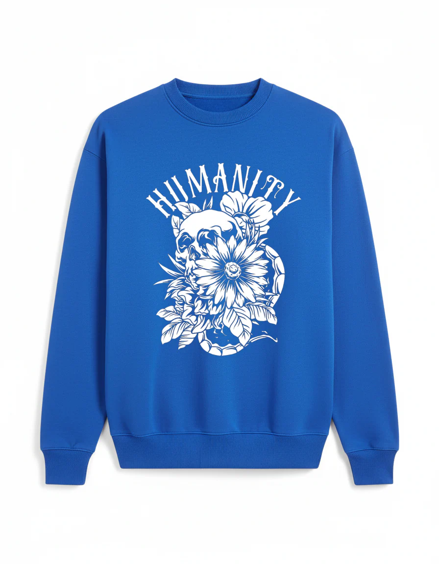 Oversized Crew Neck Sweatshirt: Blue Humanity - Image 2