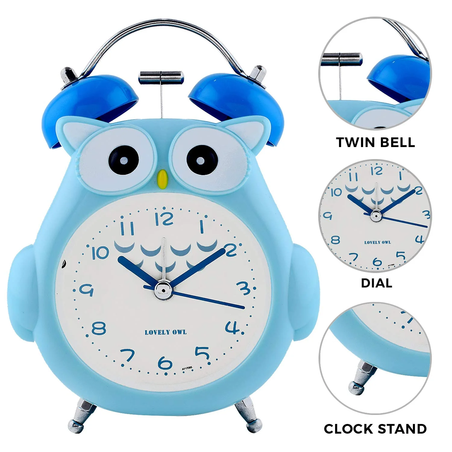 Owl Shaped Alarm Clock With Ring Bell Light For Kids Bedroom 1pc - Image 2