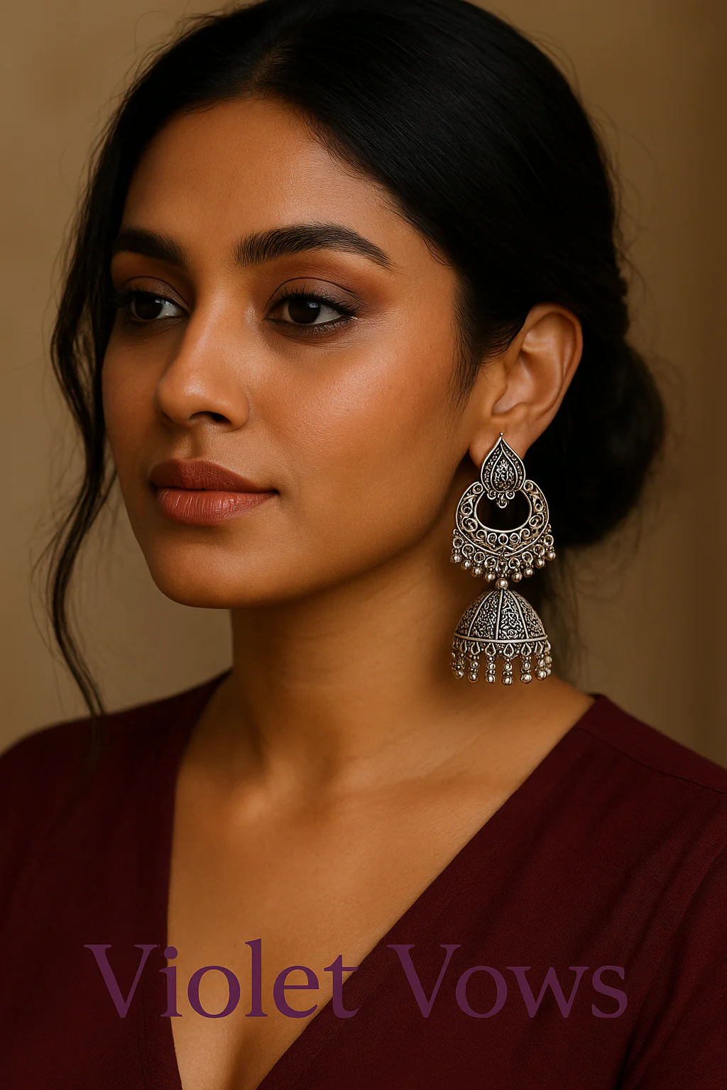 Oxidized Silver Peacock Jhumka Earrings - Image 2