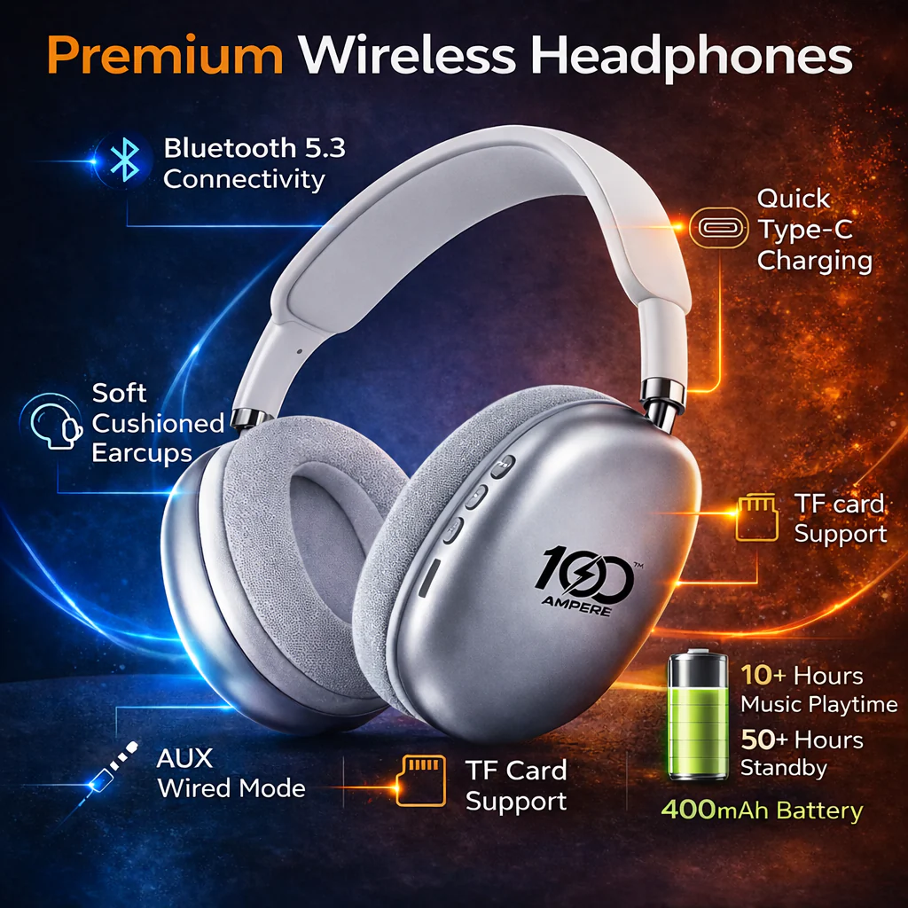 P9 Wireless Headphone & 3-in-1 Cable Combo - Image 17