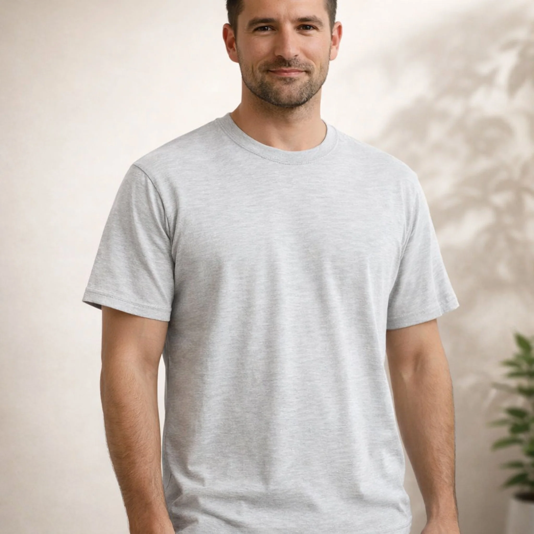 Pack of 3 Men’s Cotton T-Shirts | 135 GSM | White, Melange Grey & Black | Soft Summer Comfort | Regular Fit (Copy) - Image 2