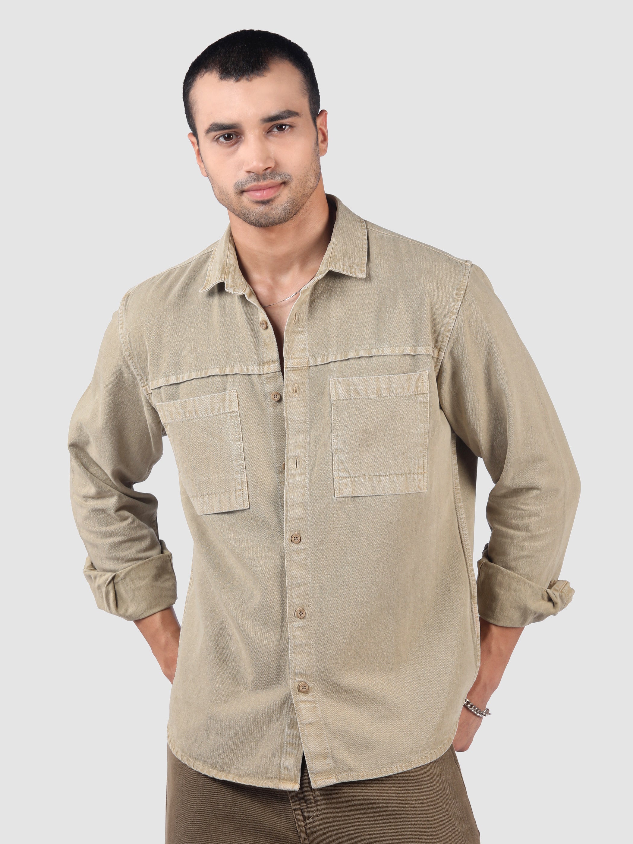 Pale Pink Front Yoke Over Dyed Shirt - Image 10