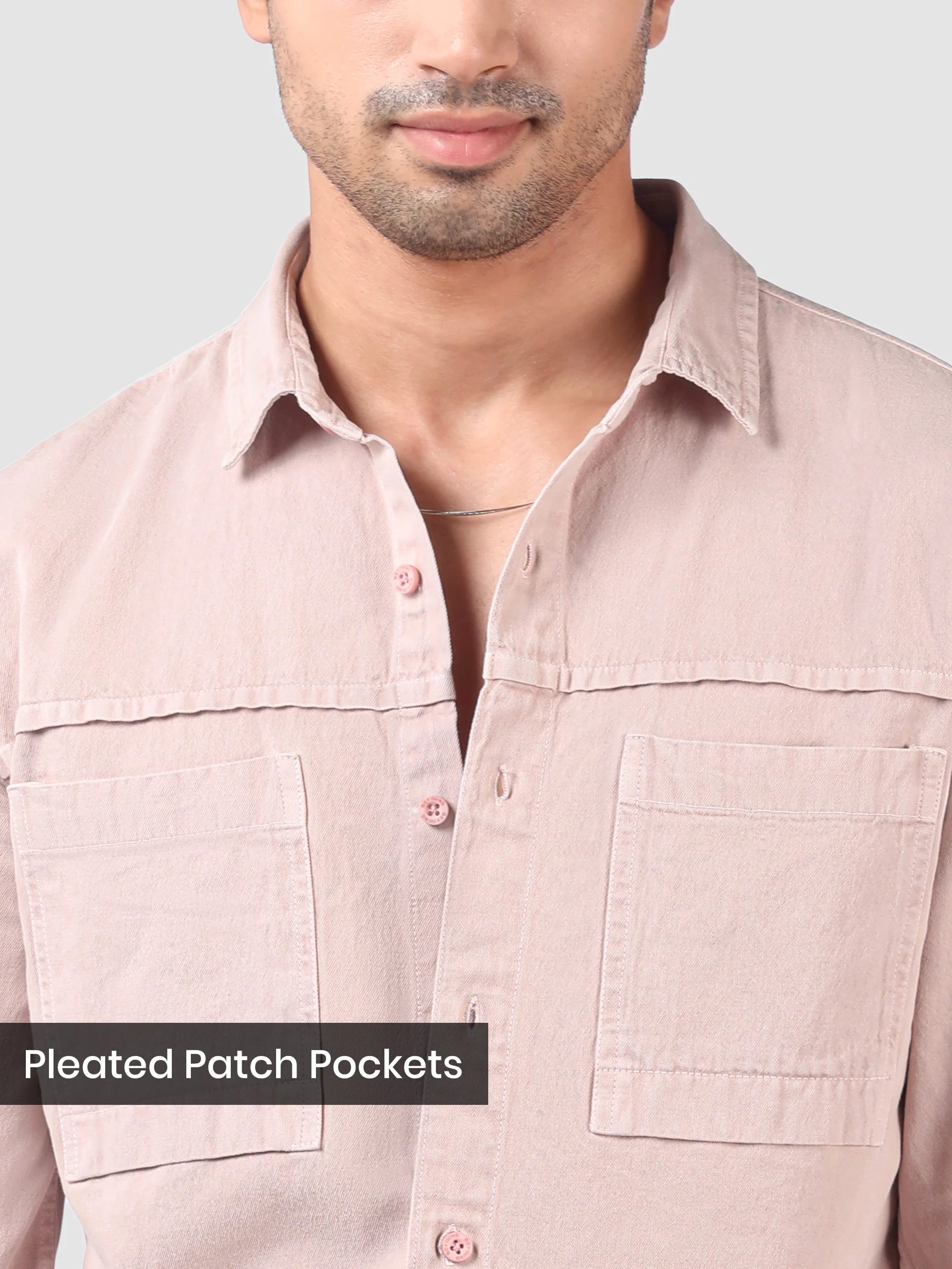 Pale Pink Front Yoke Over Dyed Shirt - Image 4