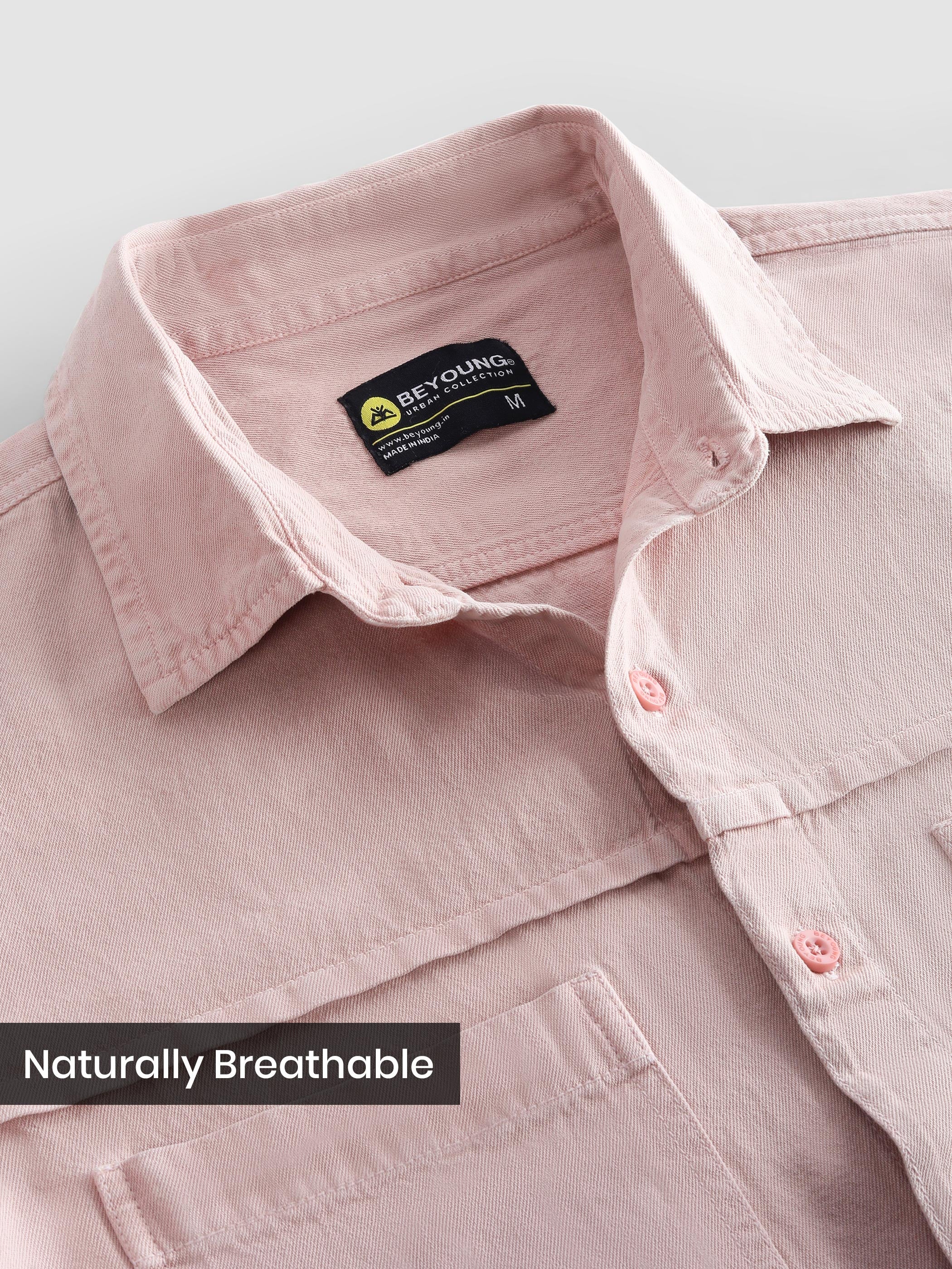 Pale Pink Front Yoke Over Dyed Shirt - Image 7