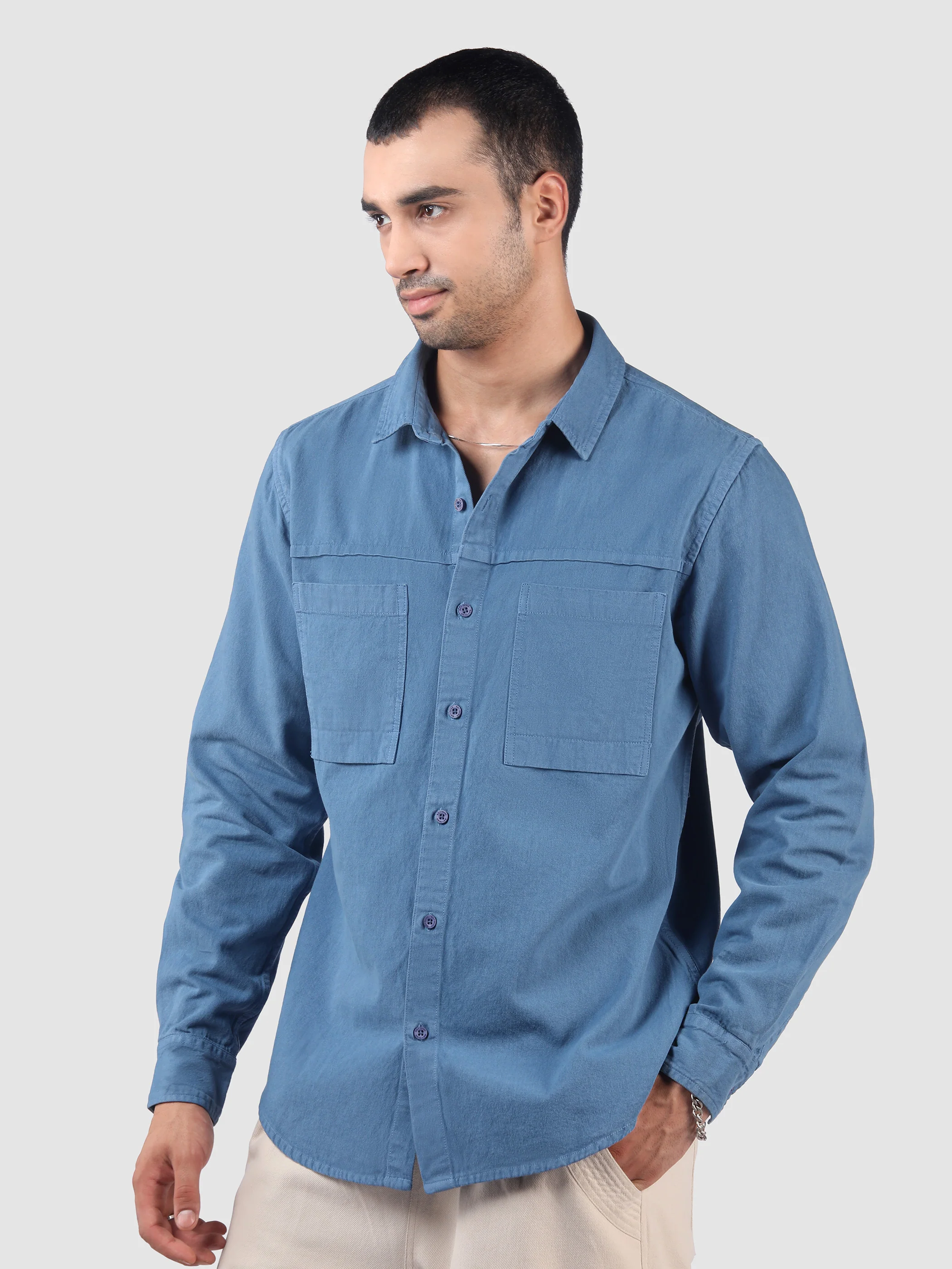 Pale Pink Front Yoke Over Dyed Shirt - Image 9