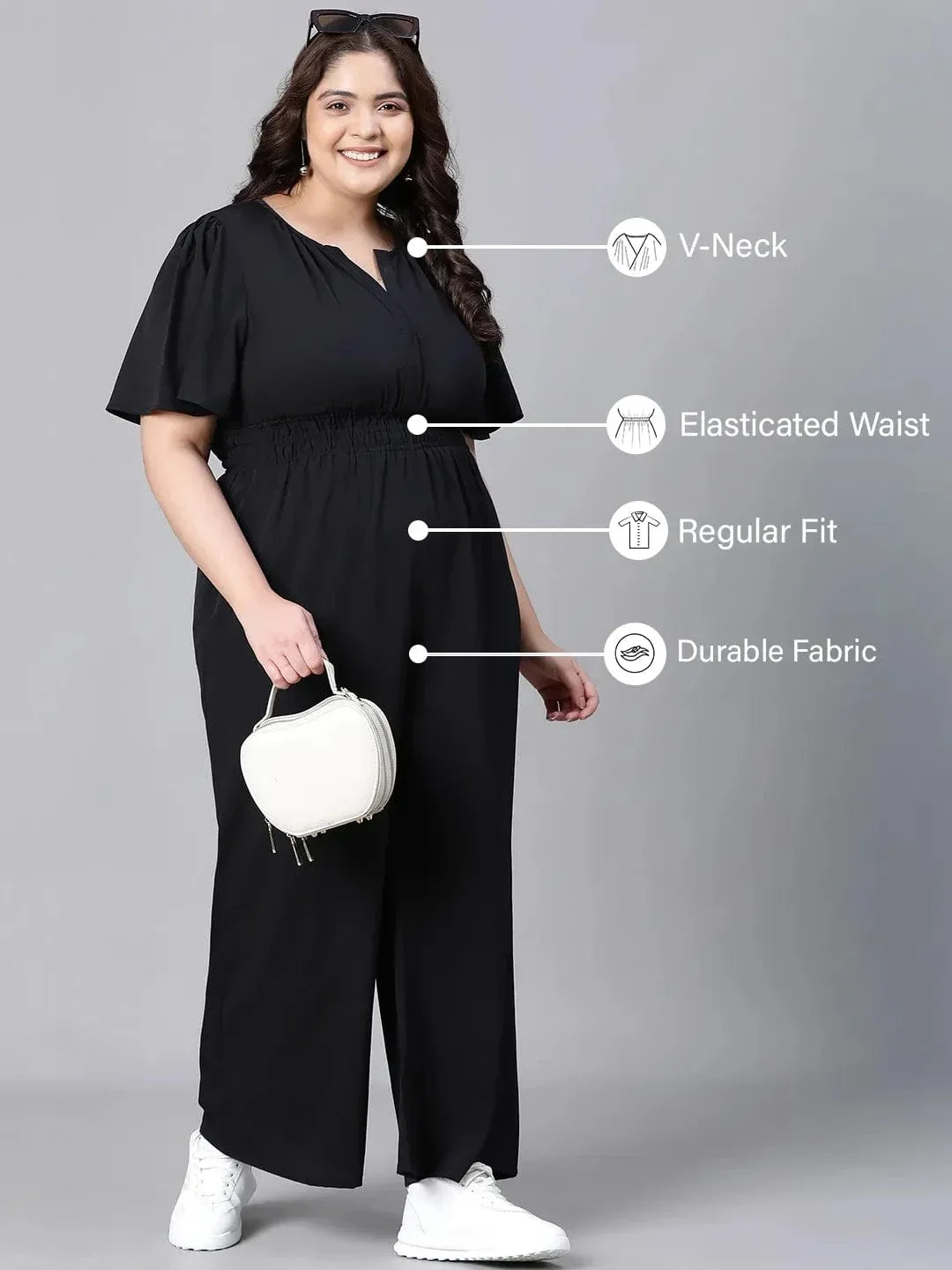 Panache solid black plus size women jumpsuit - Image 2