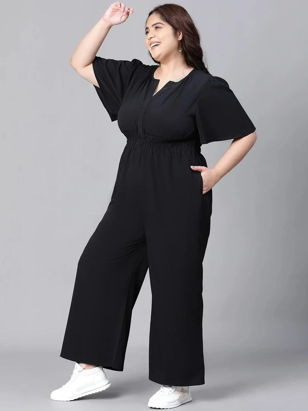 Panache solid black plus size women jumpsuit - Image 3