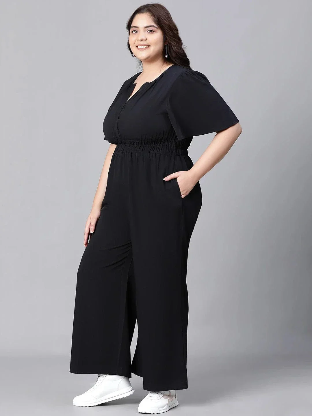 Panache solid black plus size women jumpsuit - Image 4
