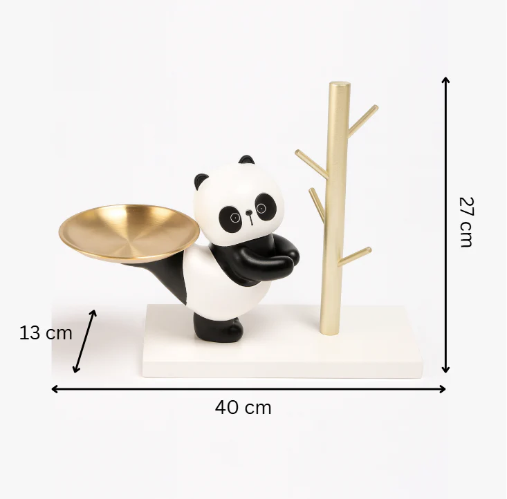 Panda Resin Key Holder with Golden Tray