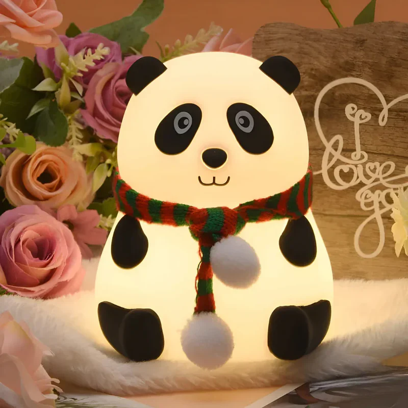 Pandi: Portable Squishy Silicone Panda Night Lamp with Soft LED Glow, Touch Control & Rechargeable Design for Cozy Bedroom Ambience & Gifting