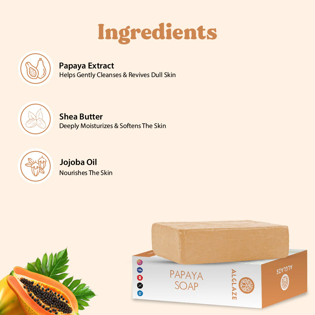 Papaya Soap With Shea Butter & Jojoba Oil - Image 3