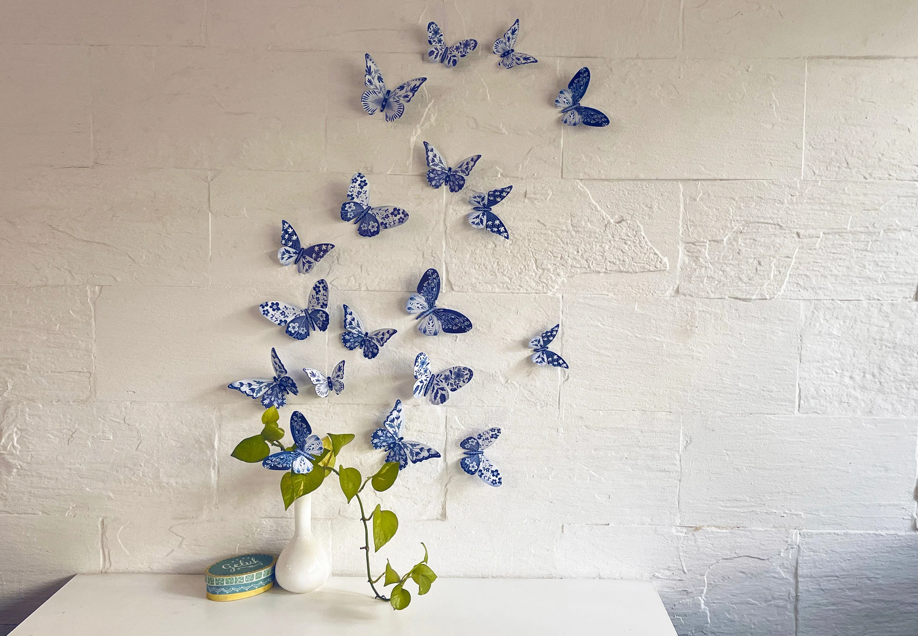 Paper Blue Butterflies for Wall Decoration: Set of 24 - Image 3