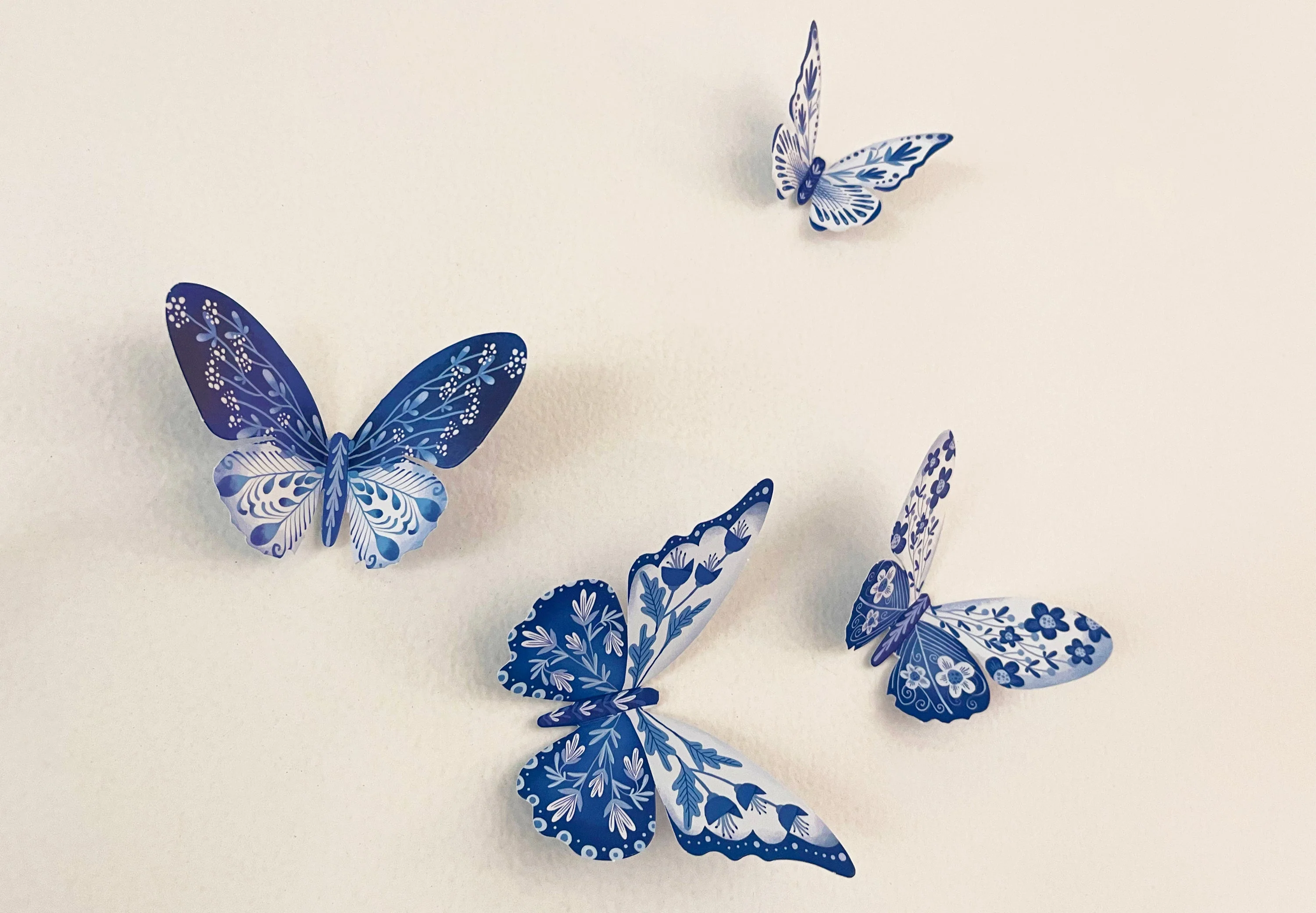 Paper Blue Butterflies for Wall Decoration: Set of 24 - Image 4
