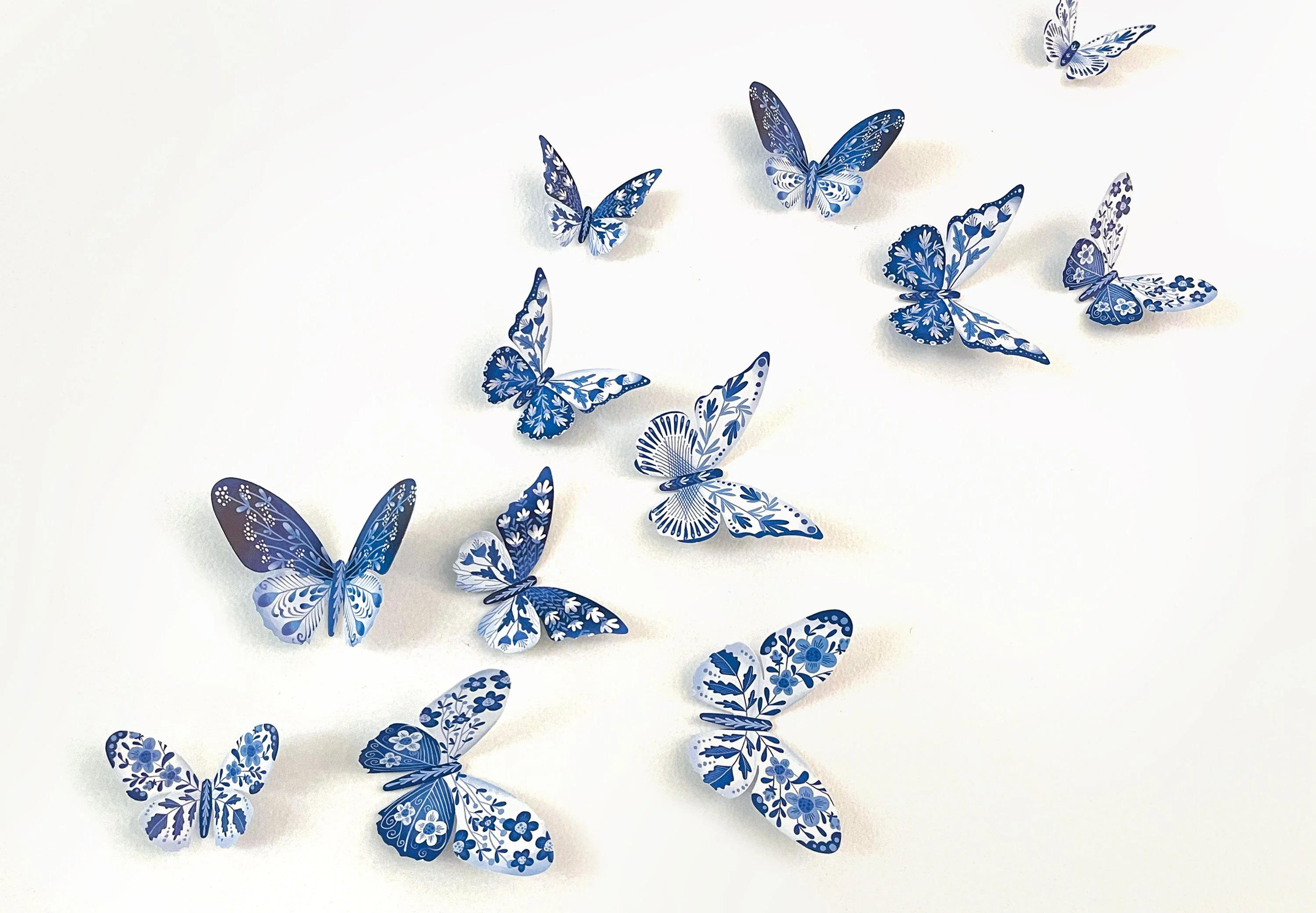 Paper Blue Butterflies for Wall Decoration: Set of 24 - Image 7