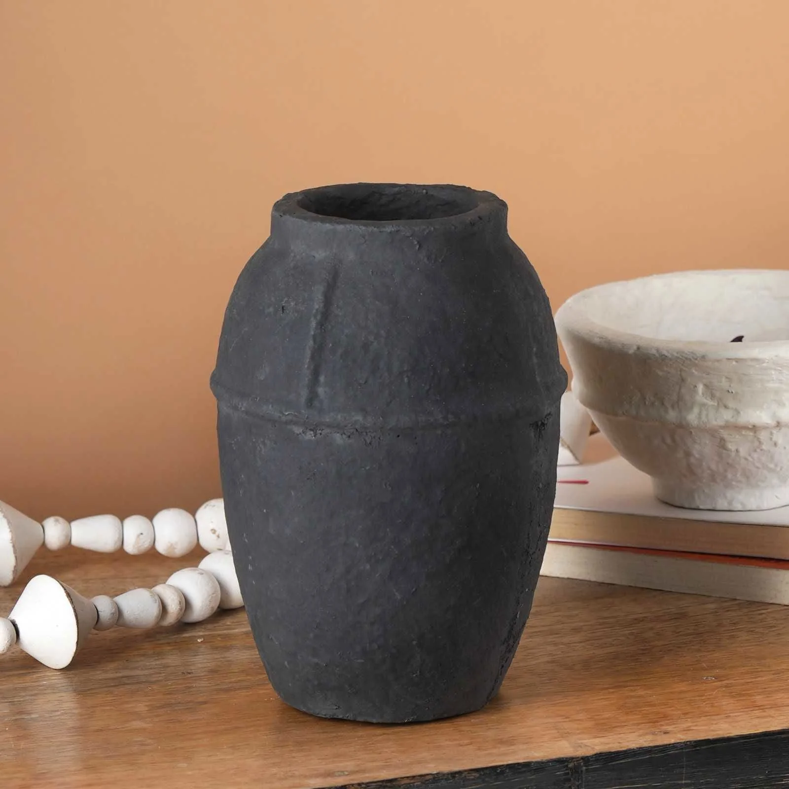 Paper Mache Vase - Black - Image 4