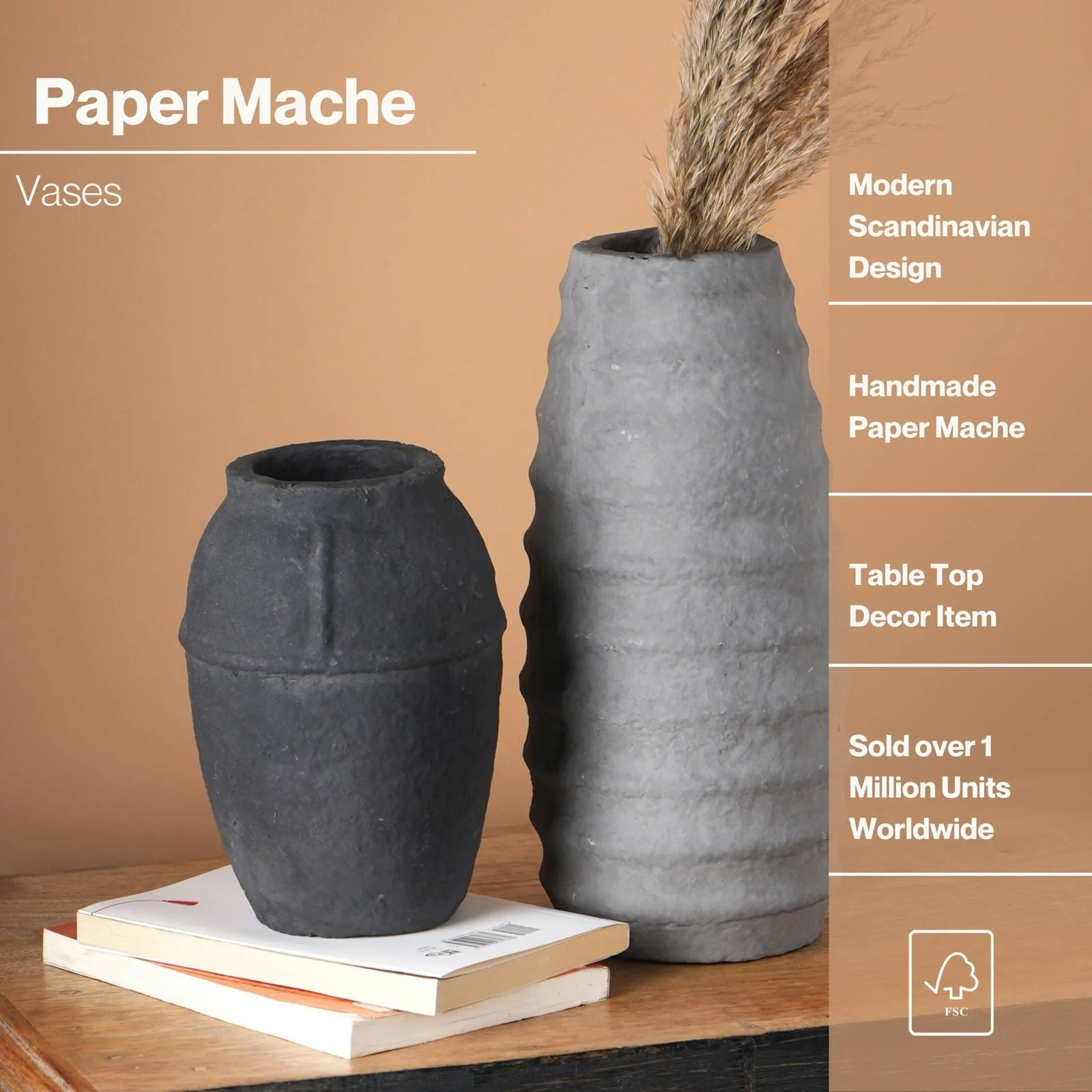 Paper Mache Vase - Black - Image 7