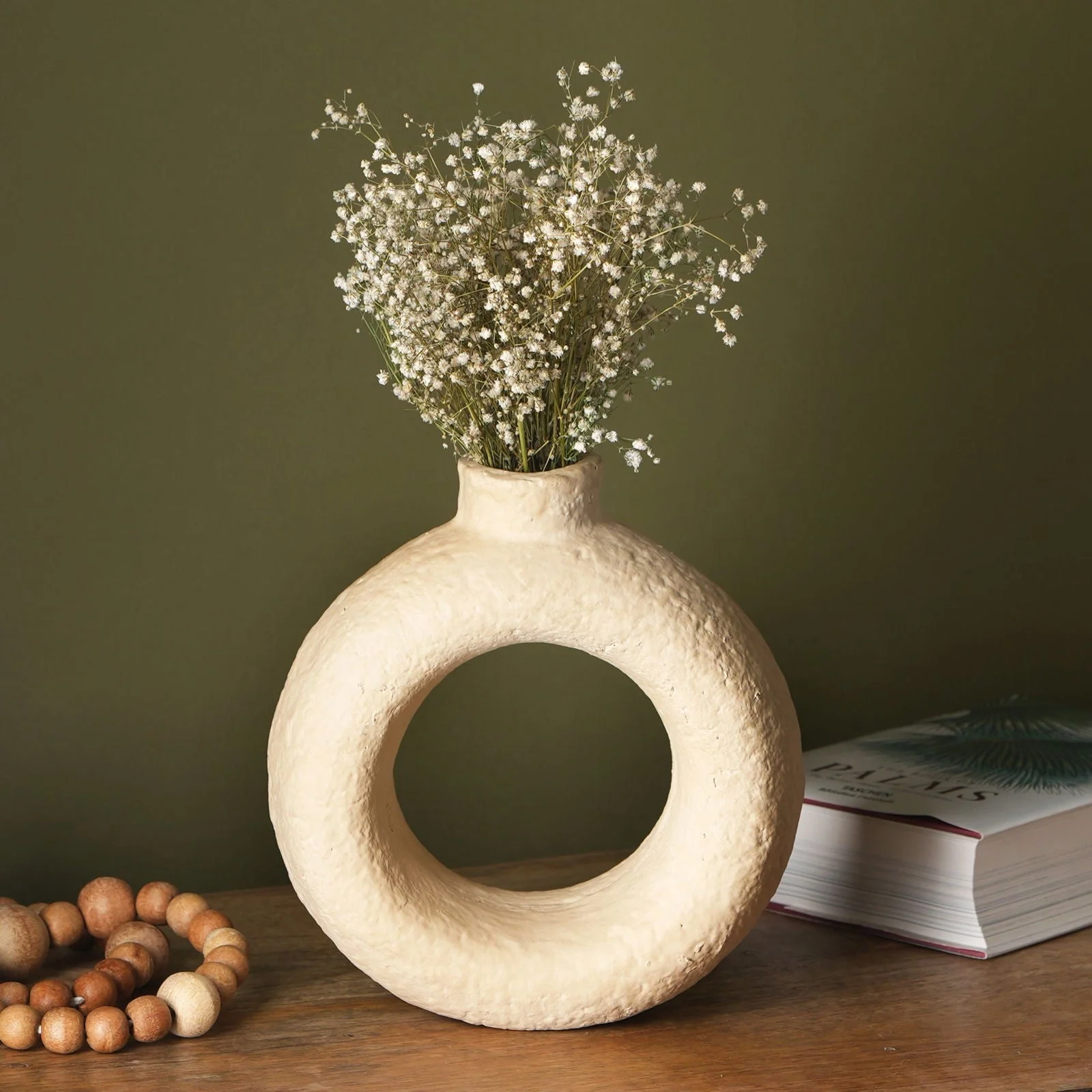 Paper Mache Vase, Boho-Chic Style Table Vase