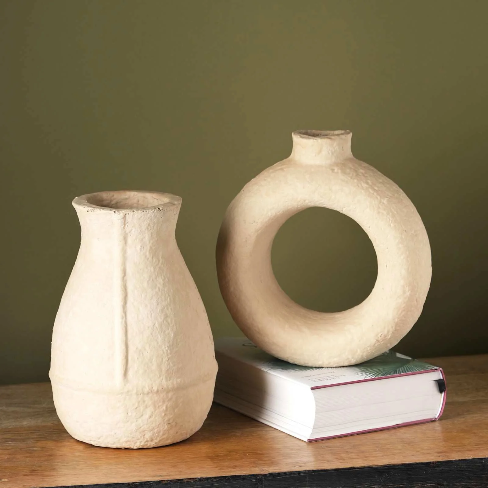 Paper Mache Vase - Off White - Image 3