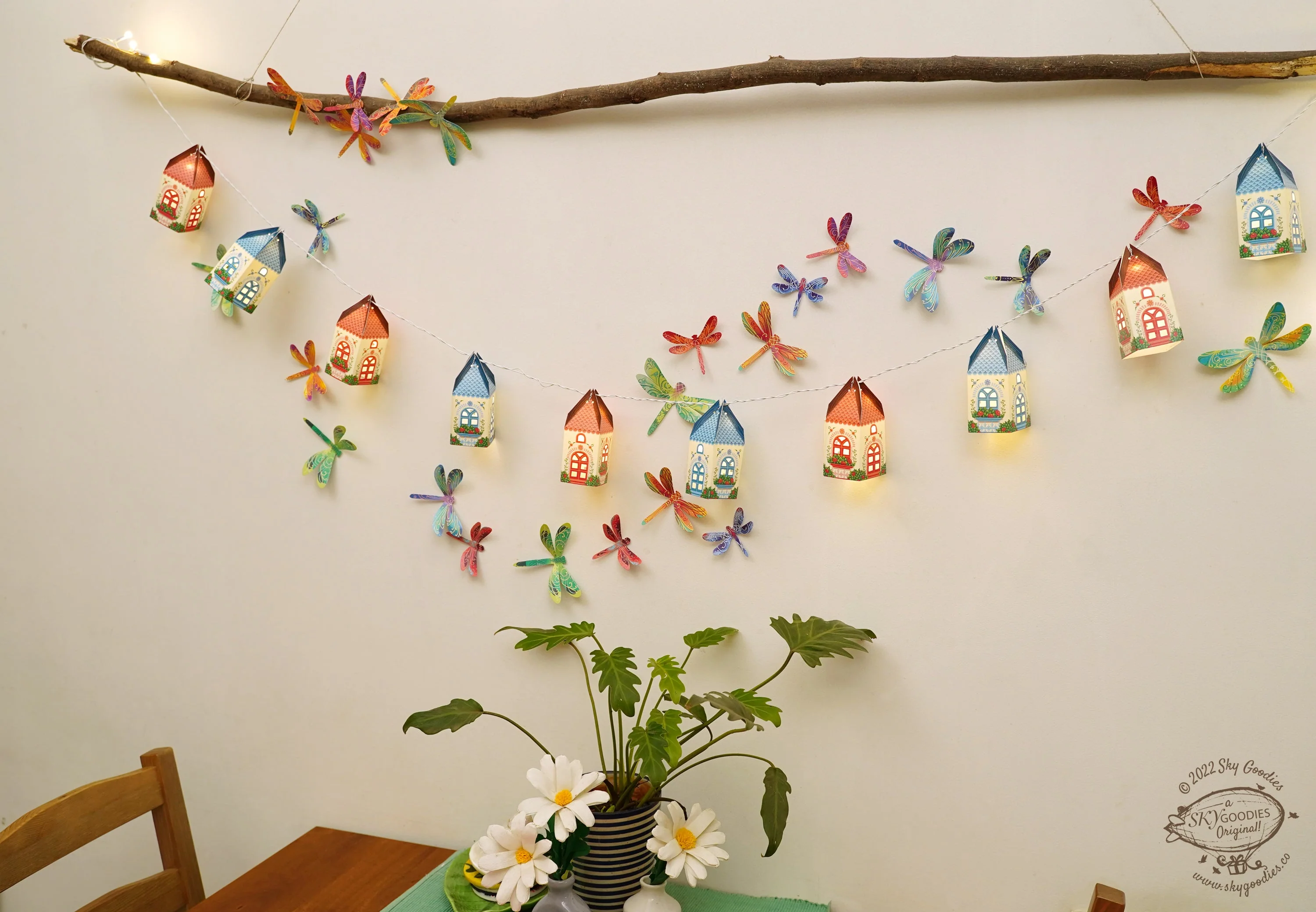 Paper Mini Happy Home Fairy Lights & Dragonflies Wall Decor Combo - Image 10