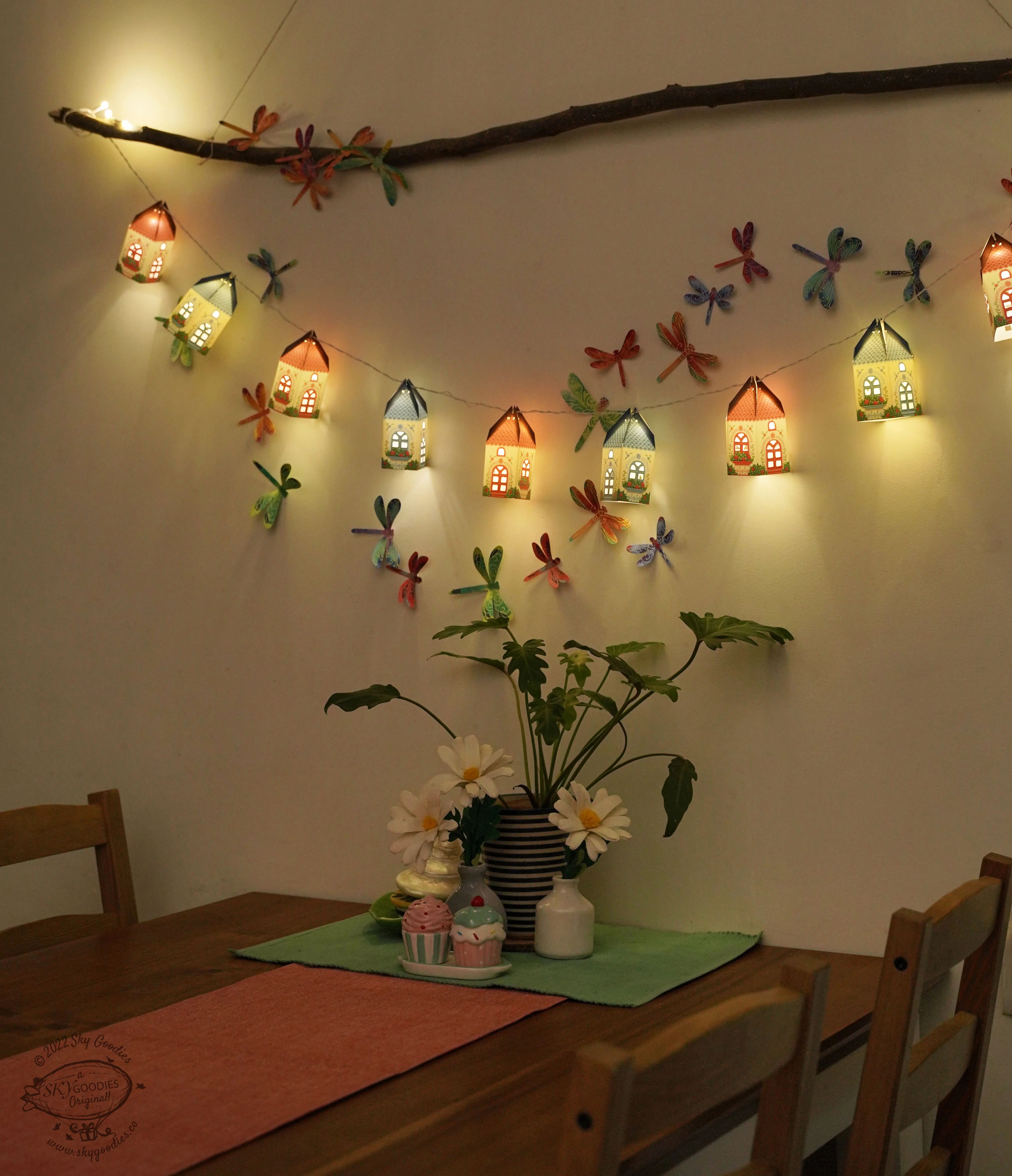 Paper Mini Happy Home Fairy Lights & Dragonflies Wall Decor Combo - Image 3