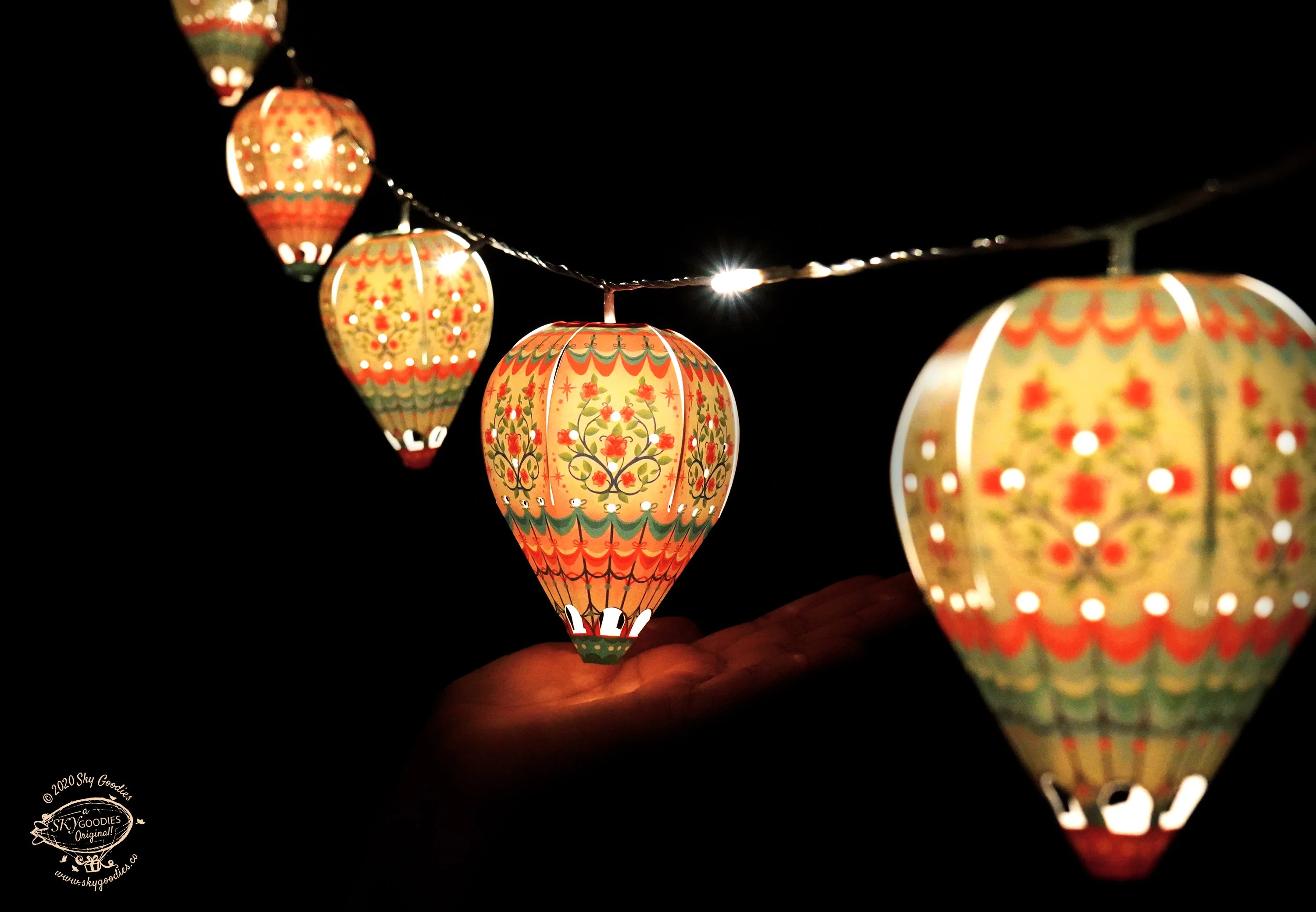Paper Mini Hot Air Balloon Fairy Lights & Birds Wall Decor Combo - Image 10