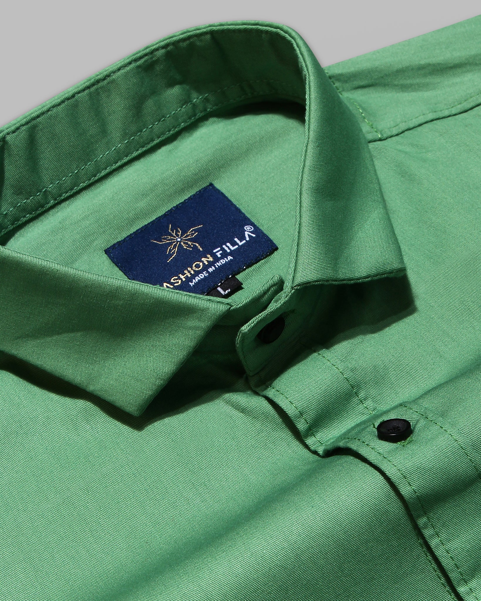 Parrot Green Super Soft Black Button Premium Cotton Shirt - Image 4