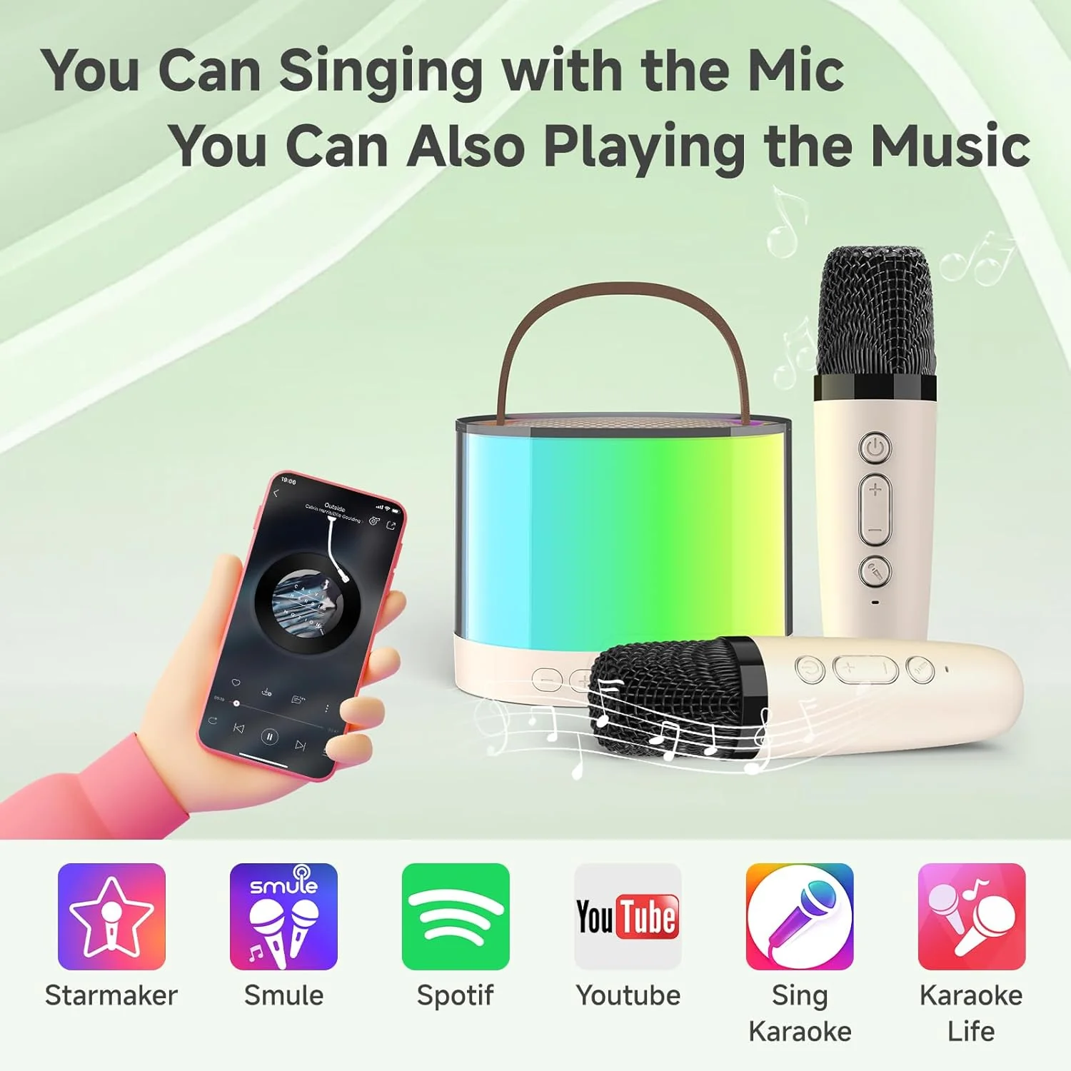 PartyStar: Upgraded Karaoke Bluetooth Speaker with Aura Light Display & Dual Wireless Mics for Music, Parties & Gifting - Image 6