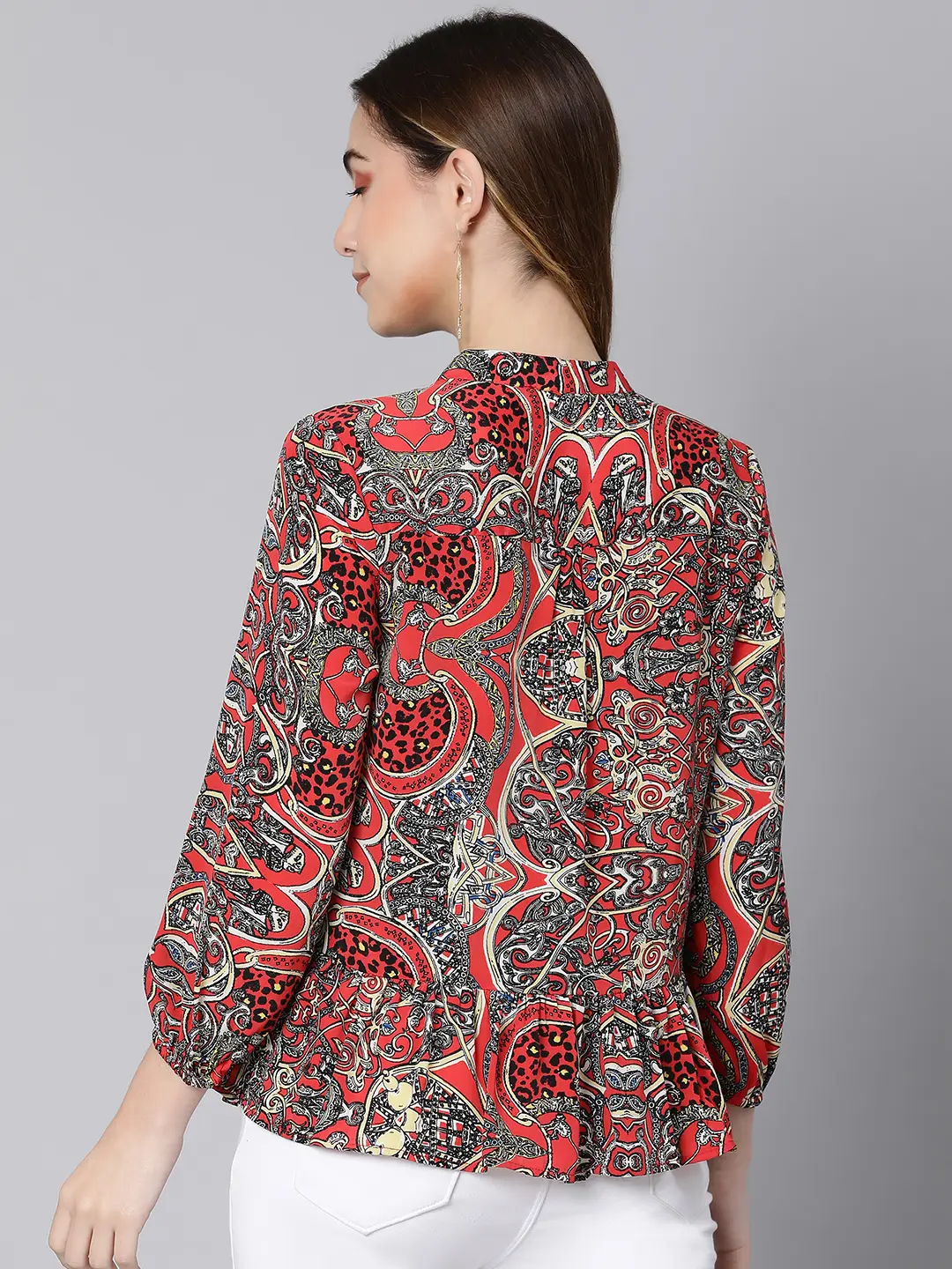 Passe Red Tropical Print Women Top - Image 5