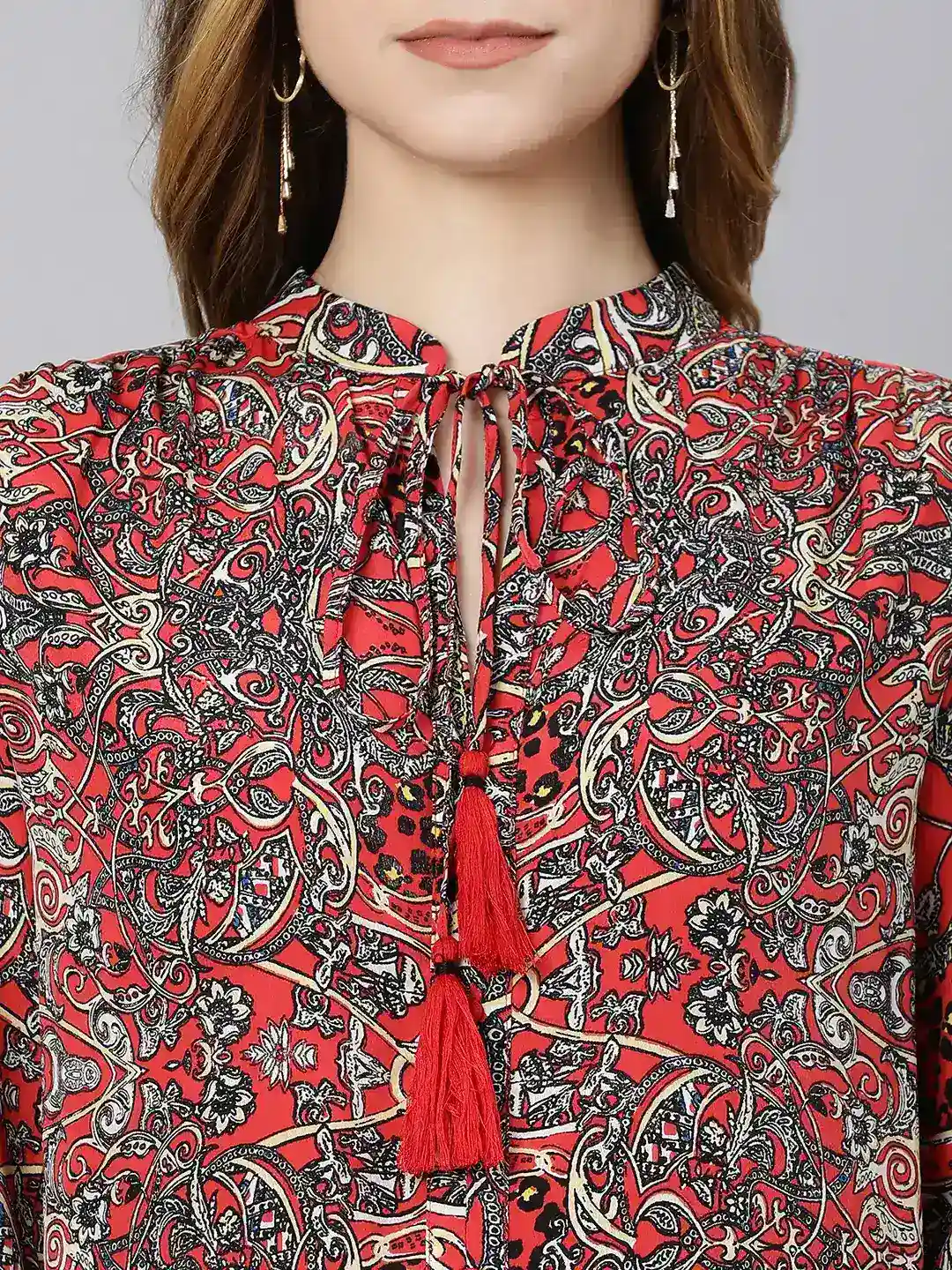 Passe Red Tropical Print Women Top - Image 6
