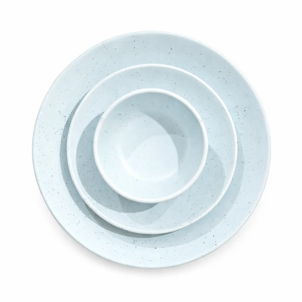 Pastel Blue Ceramic Dinnerware Set | Plate, Side Plate & Bowl Combo | Minimal Speckled Design Tableware - Image 4