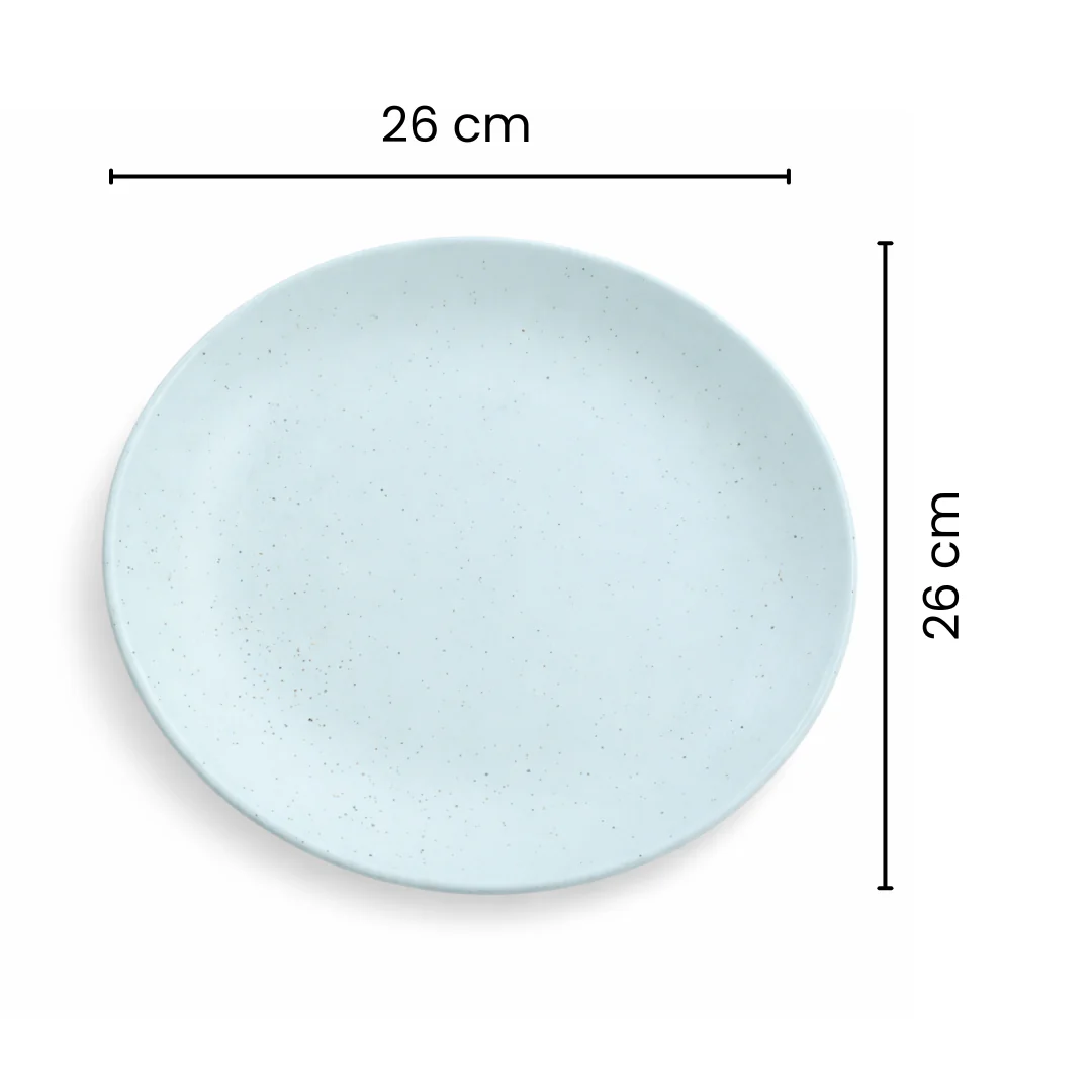 Pastel Blue Ceramic Dinnerware Set | Plate, Side Plate & Bowl Combo | Minimal Speckled Design Tableware - Image 6