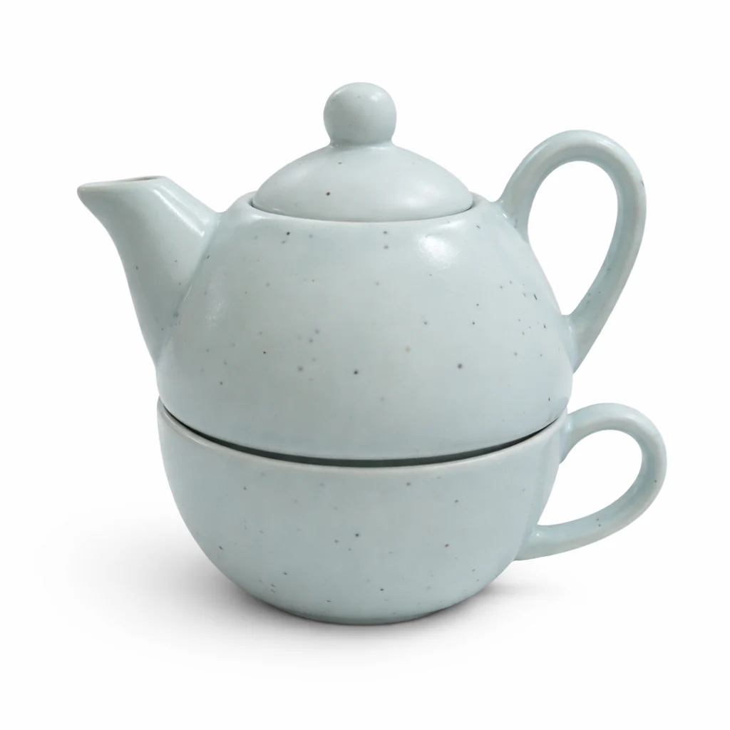 Pastel Blue Ceramic Tea Pot with Cup Set | Tea for One Teapot & Cup Combo - Image 3