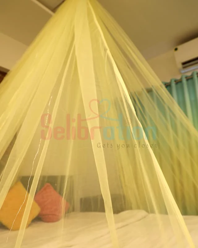Pastel Yellow Decoration Net Cabana Tent Cloth (With 10M Led Light) - Image 3