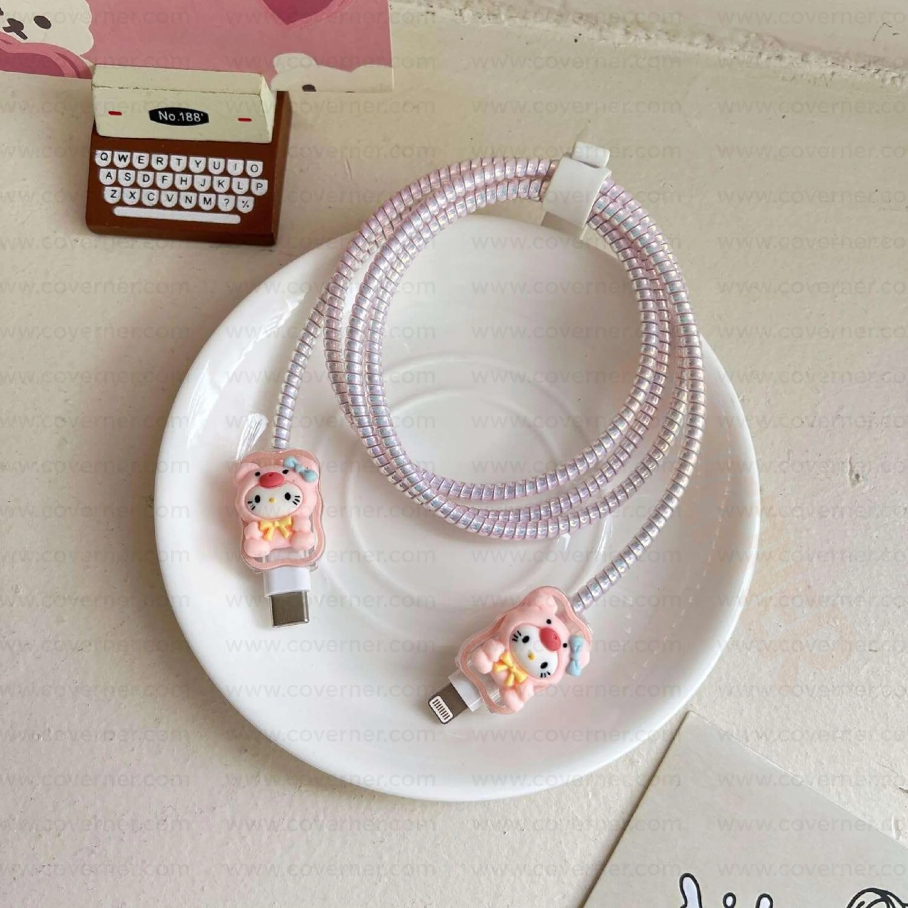 Pawsy in Pink – Charger & Cable Protector Set | CharmPop Series by Coverner India - Image 3