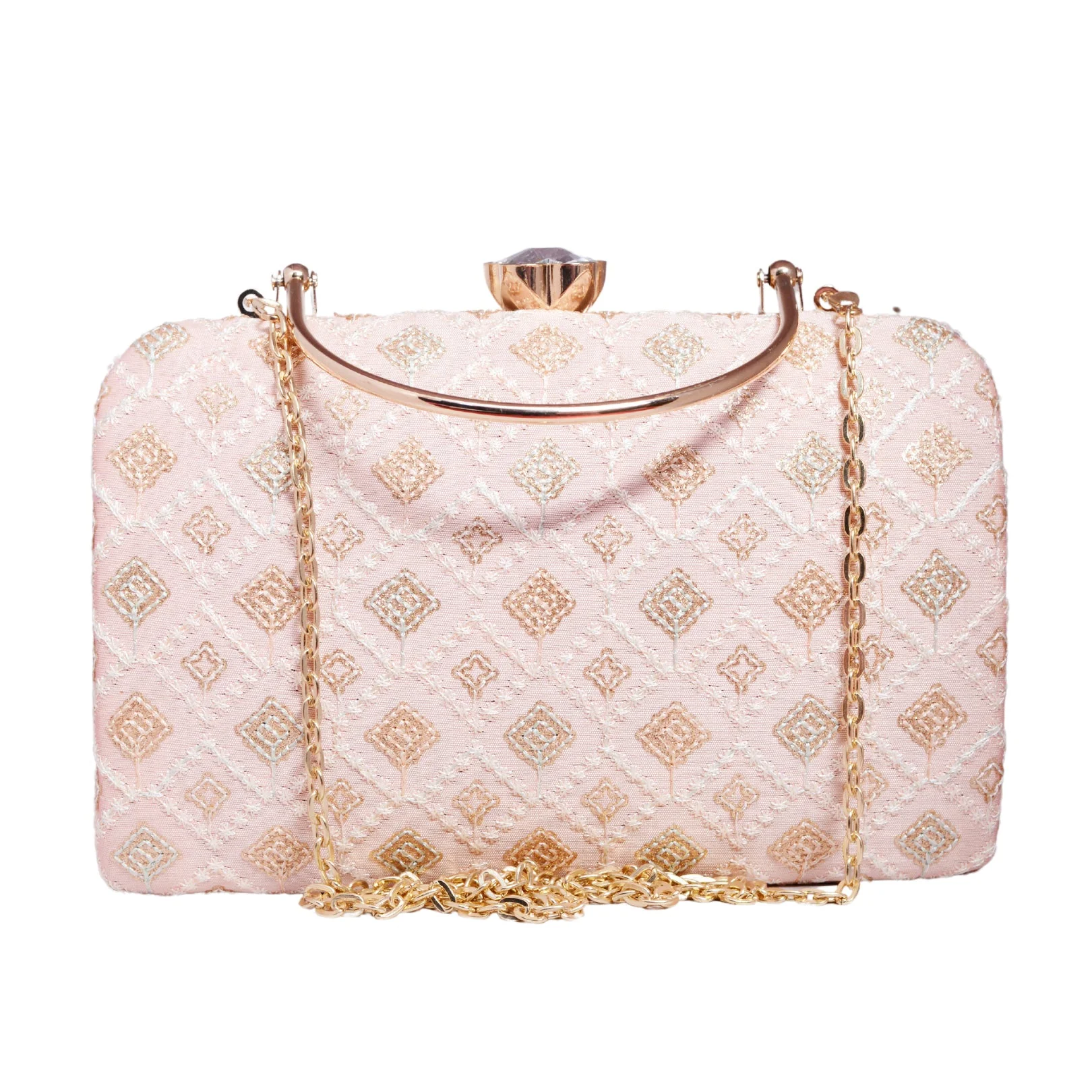 Peach Chikankari Clutch - Image 2