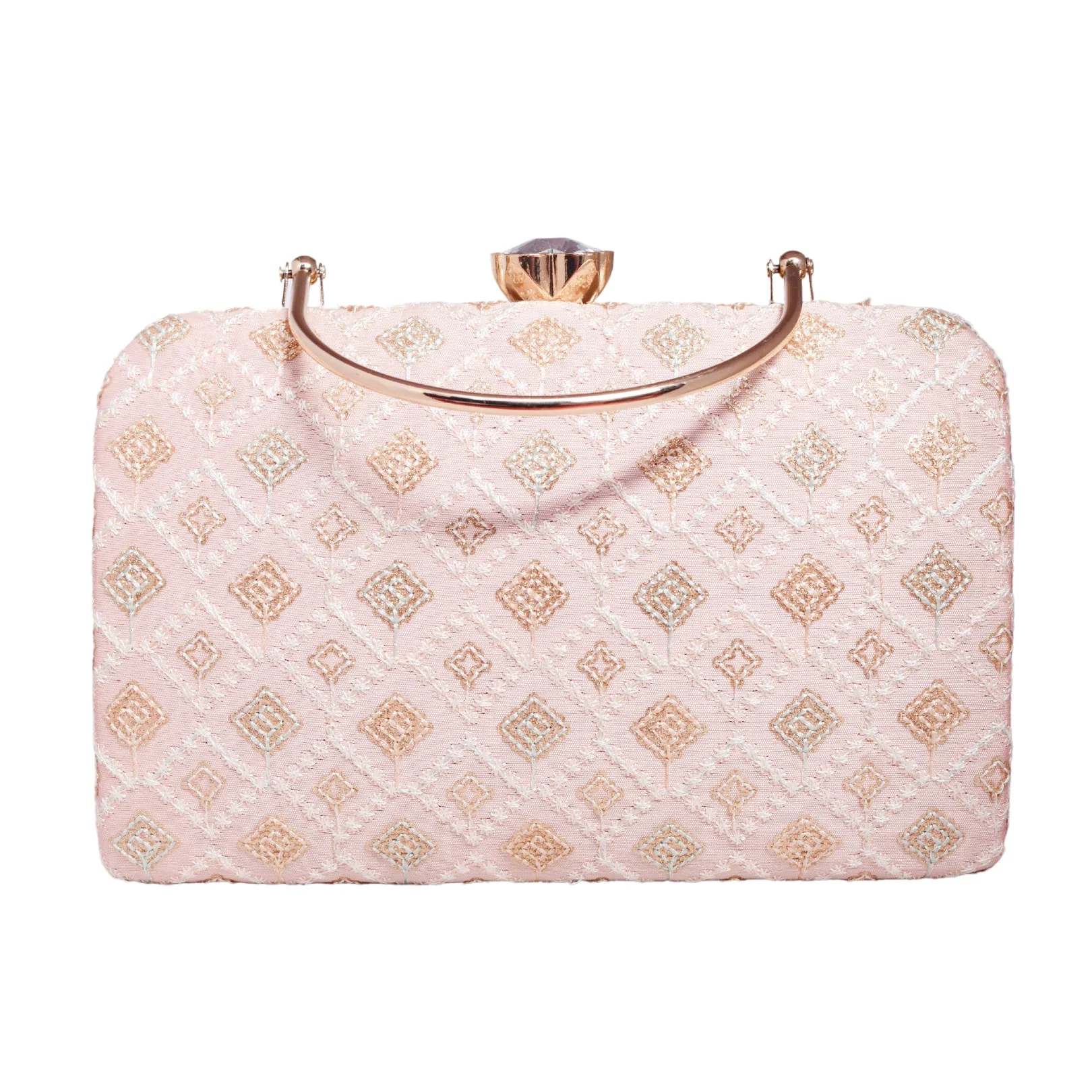 Peach Chikankari Clutch - Image 3