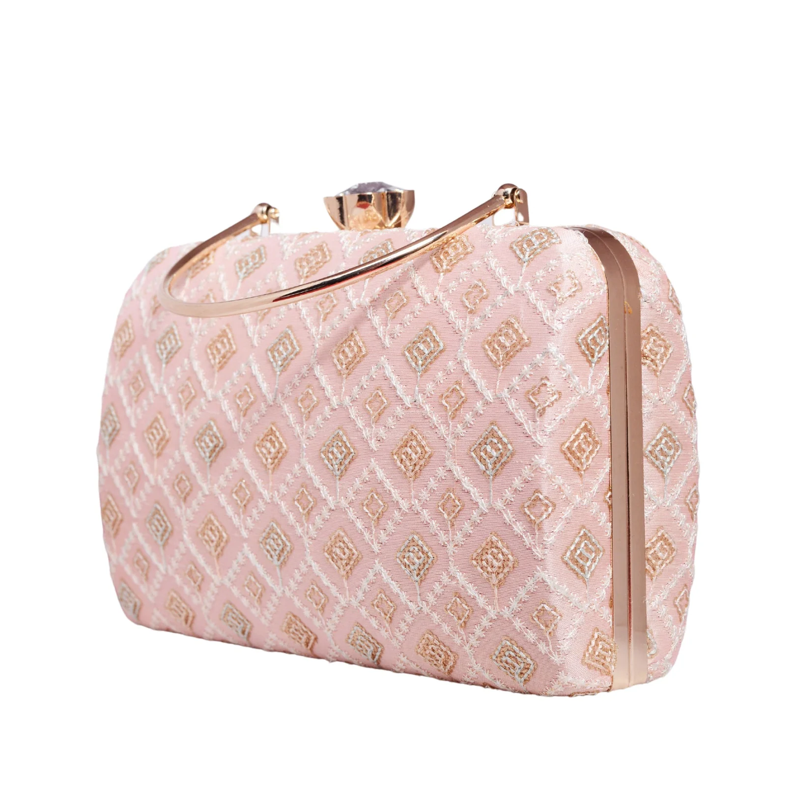 Peach Chikankari Clutch - Image 4