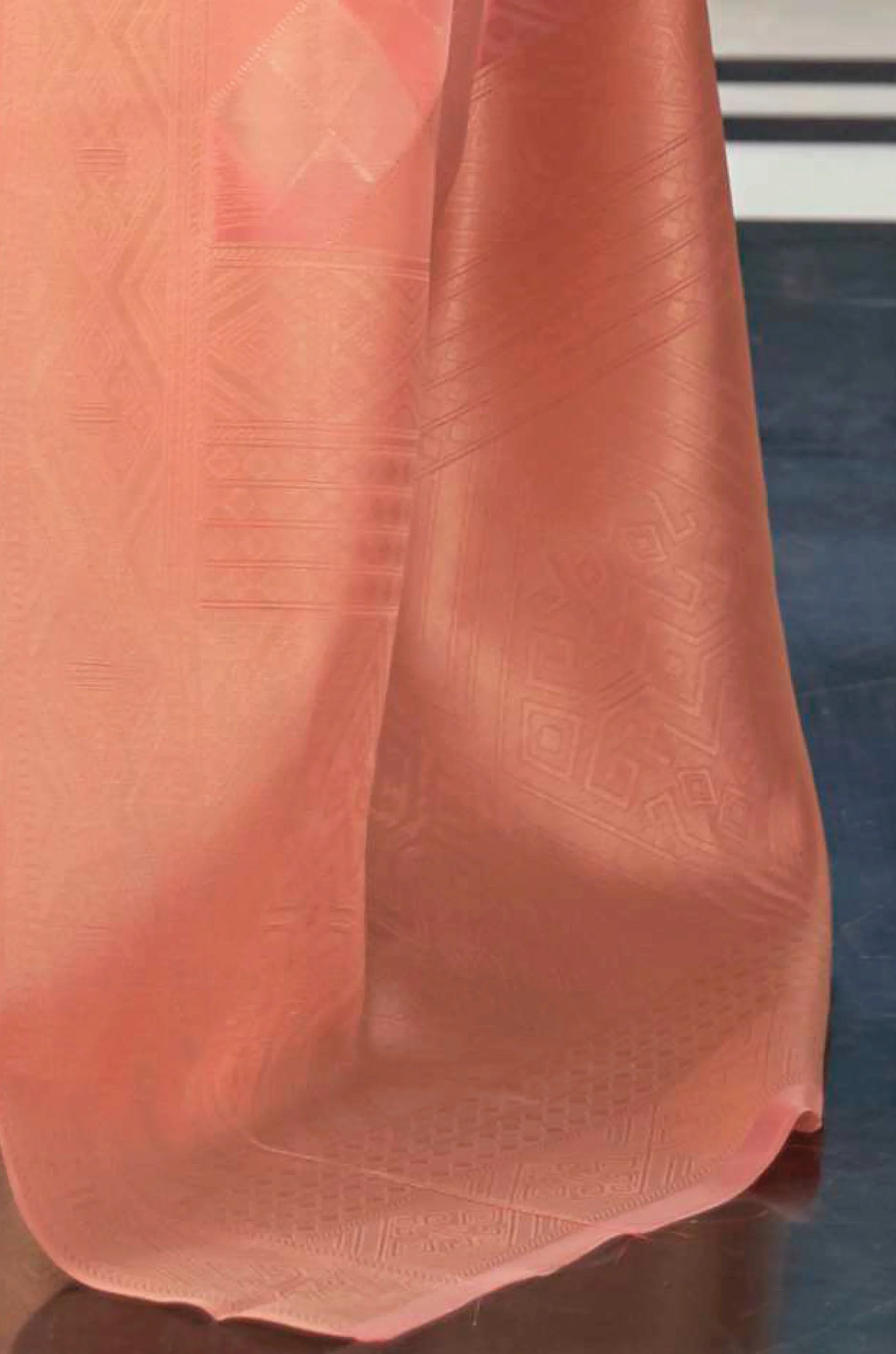 Peach Golden Woven Organza Saree - Image 2