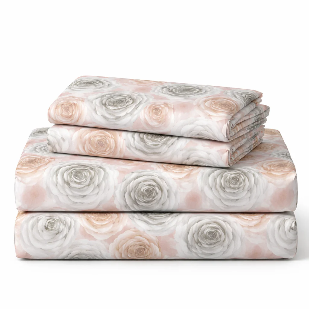 Peach & Grey Floral Queen Size Bedsheet with 2 Pillow Covers | Soft Cotton Double Bed Sheet - Image 4