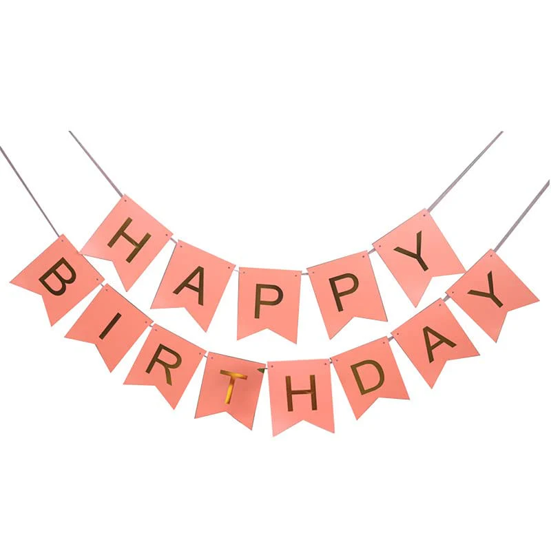 Peach Happy Birthday Banner And Purple Metallic Balloons (Pack of 30) - Image 2